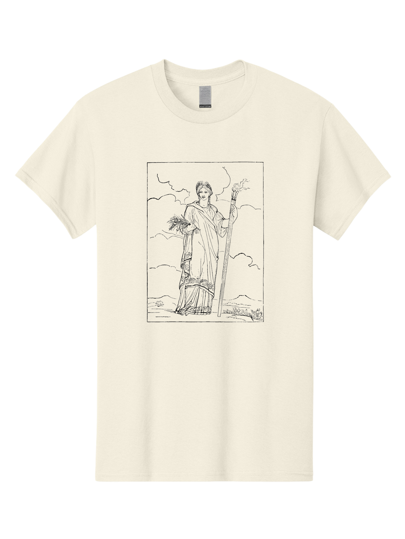 Ceres Men'S Graphic Tee, 100% Cotton, Comfortable Casual Summer Wear, Machine Washable, Ceres With Sheaf Of Wheat, Staff, Mythological Figure, Ancient Roman Goddess, Agriculture, Fertility, Harvest Season, Classical Mythology, - Aaa523