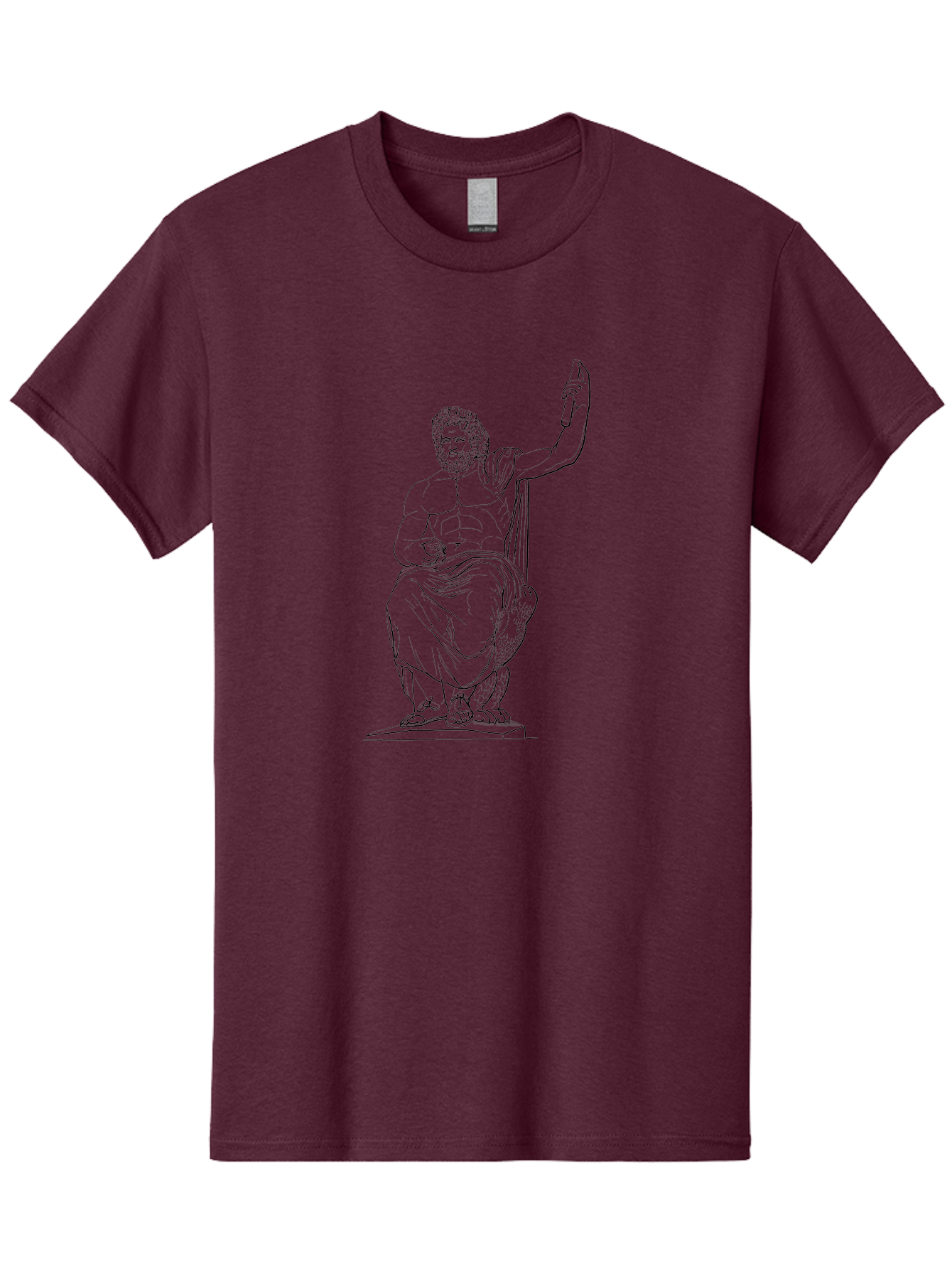 Classical-Greek-Statue Men'S Graphic Tee, 100% Cotton, Comfortable Casual Summer Wear, Machine Washable, Ancient Greek Philosopher, Socrates, Classical Figure, Seated Man, Raised Arm, Flowing Robes, Classical Art, Greek Philosophy, - Aaa524