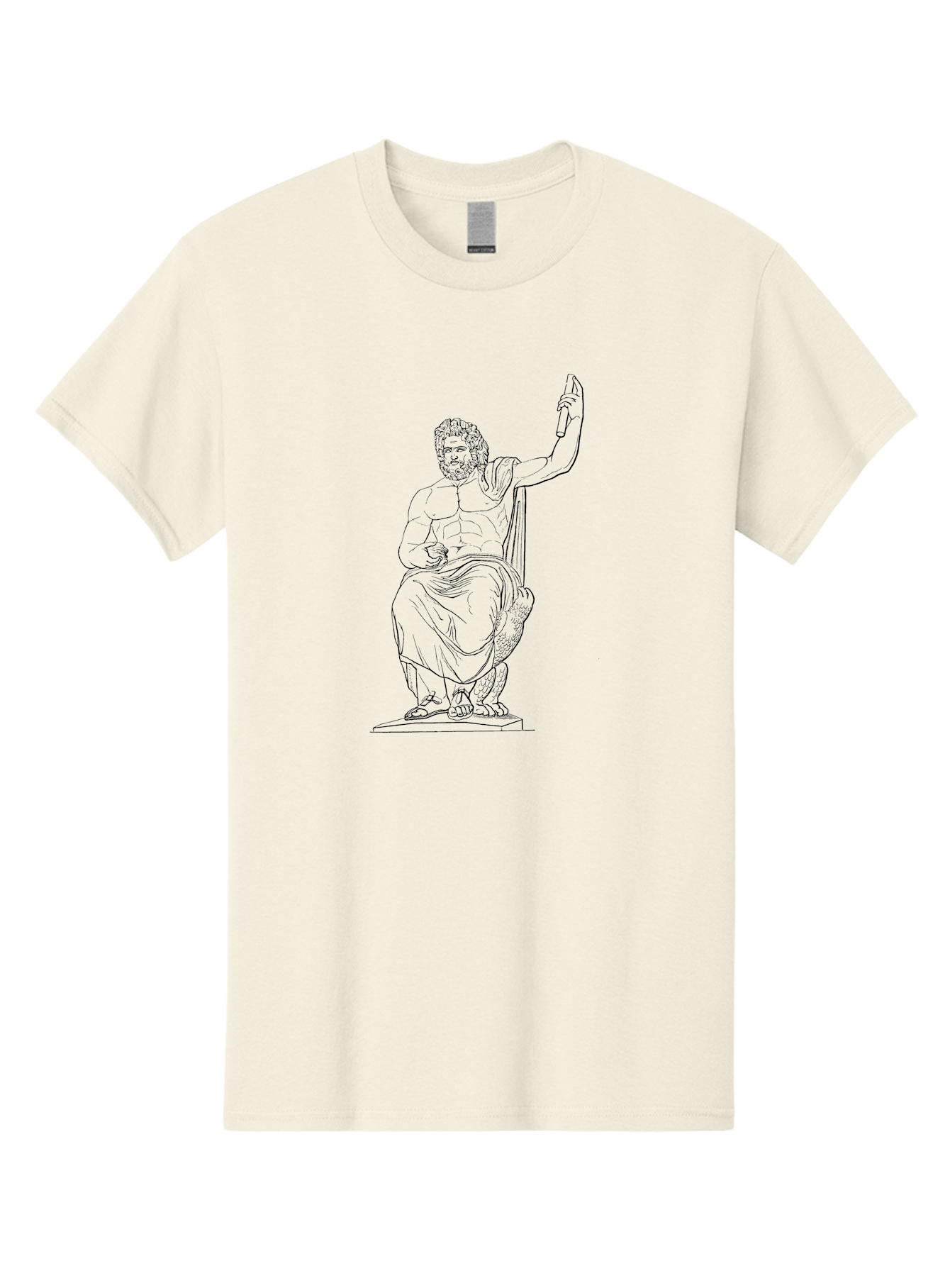 Classical-Greek-Statue Men'S Graphic Tee, 100% Cotton, Comfortable Casual Summer Wear, Machine Washable, Ancient Greek Philosopher, Socrates, Classical Figure, Seated Man, Raised Arm, Flowing Robes, Classical Art, Greek Philosophy, - Aaa524