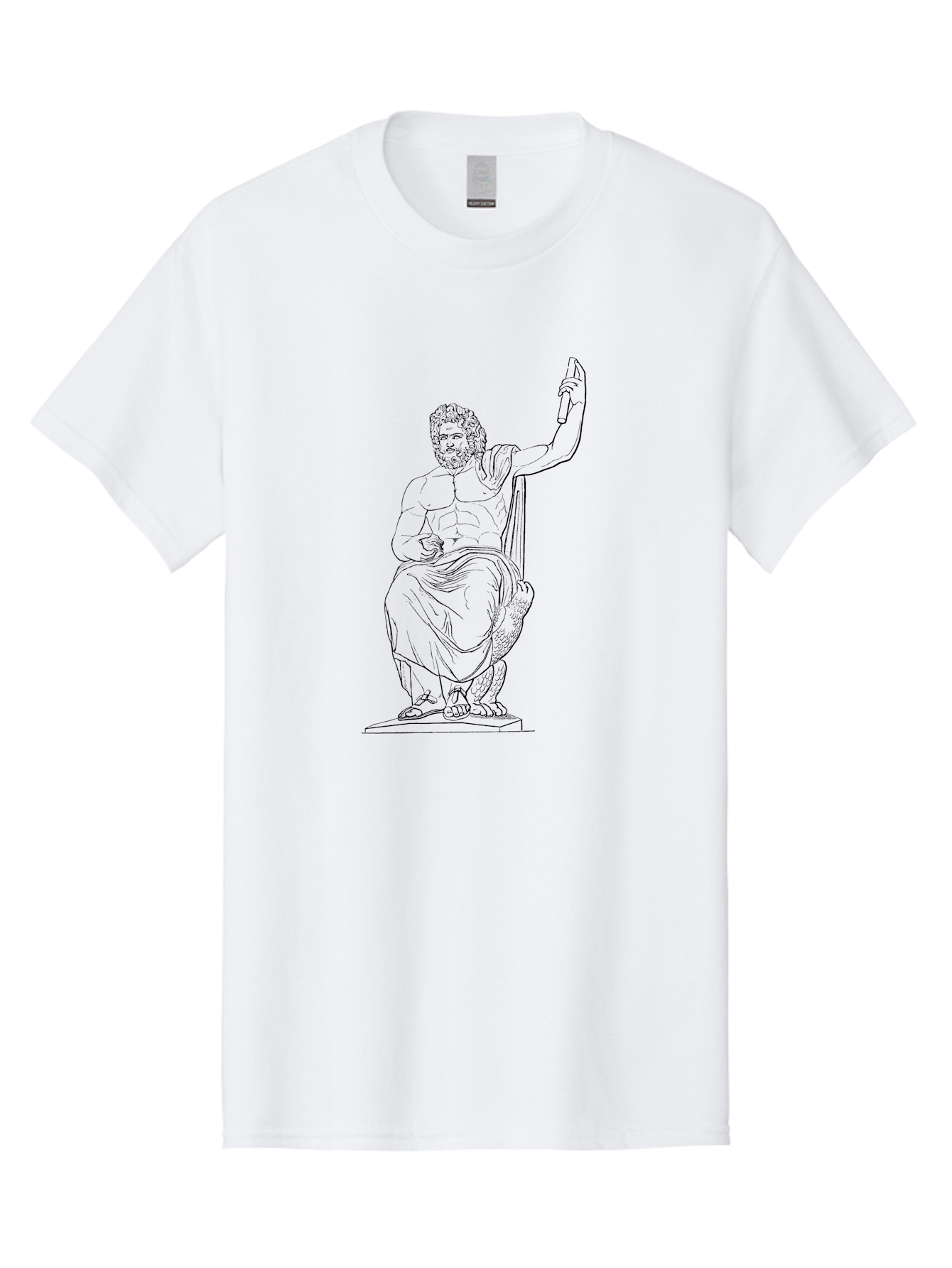 Classical-Greek-Statue Men'S Graphic Tee, 100% Cotton, Comfortable Casual Summer Wear, Machine Washable, Ancient Greek Philosopher, Socrates, Classical Figure, Seated Man, Raised Arm, Flowing Robes, Classical Art, Greek Philosophy, - Aaa524
