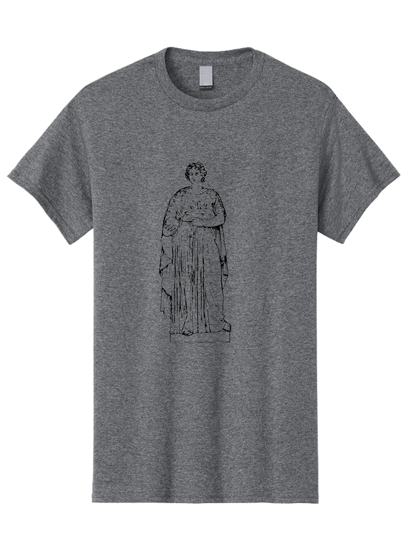 Classical-Statue-1 Men'S Graphic Tee, 100% Cotton, Comfortable Casual Summer Wear, Machine Washable, Classical Greek Statue, Woman In Toga, Flowing Robes, Elegant Lines, Draped Clothing, Serene Expression, Artistic Rendering, - Aaa525
