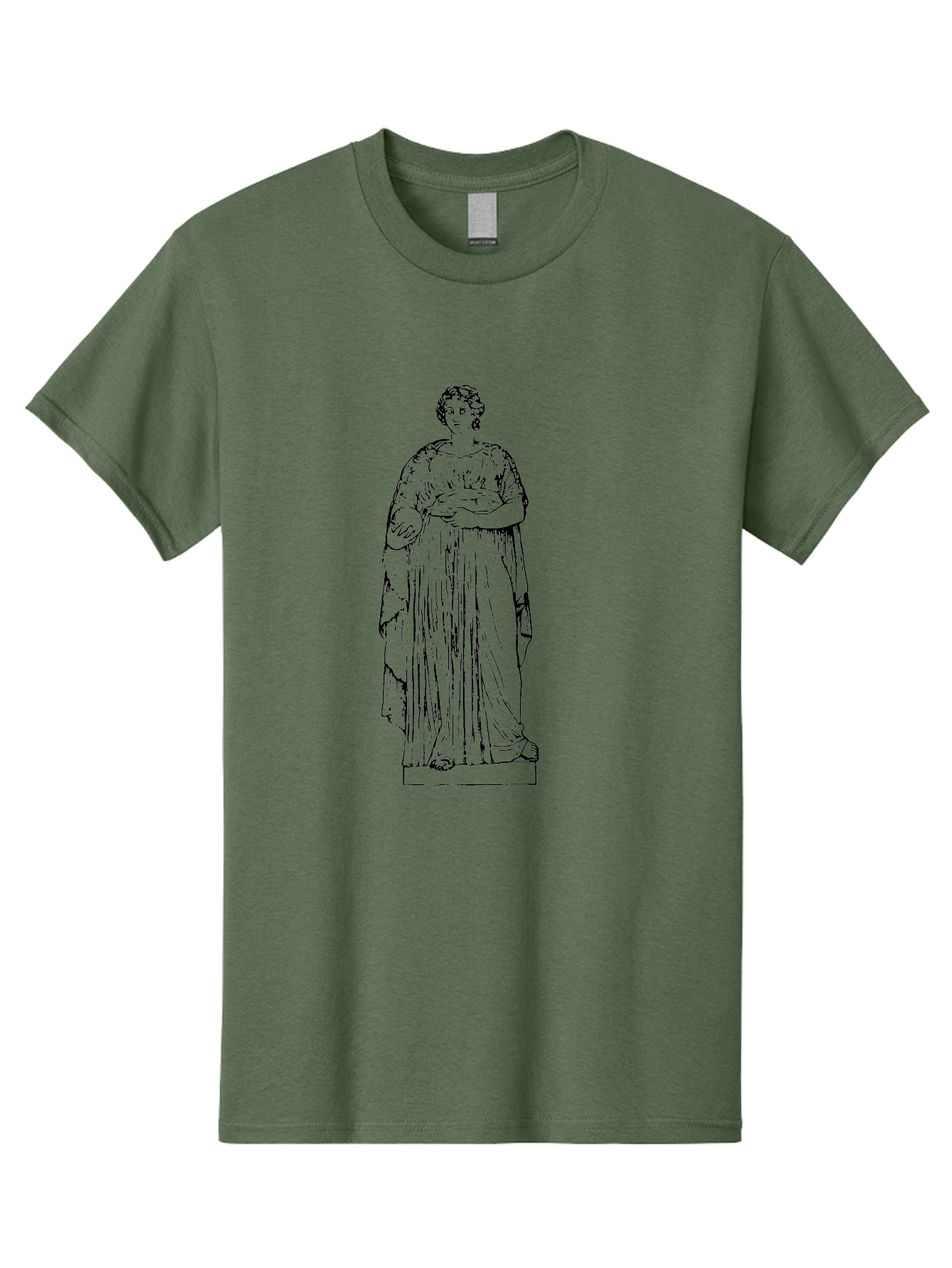 Classical-Statue-1 Men'S Graphic Tee, 100% Cotton, Comfortable Casual Summer Wear, Machine Washable, Classical Greek Statue, Woman In Toga, Flowing Robes, Elegant Lines, Draped Clothing, Serene Expression, Artistic Rendering, - Aaa525