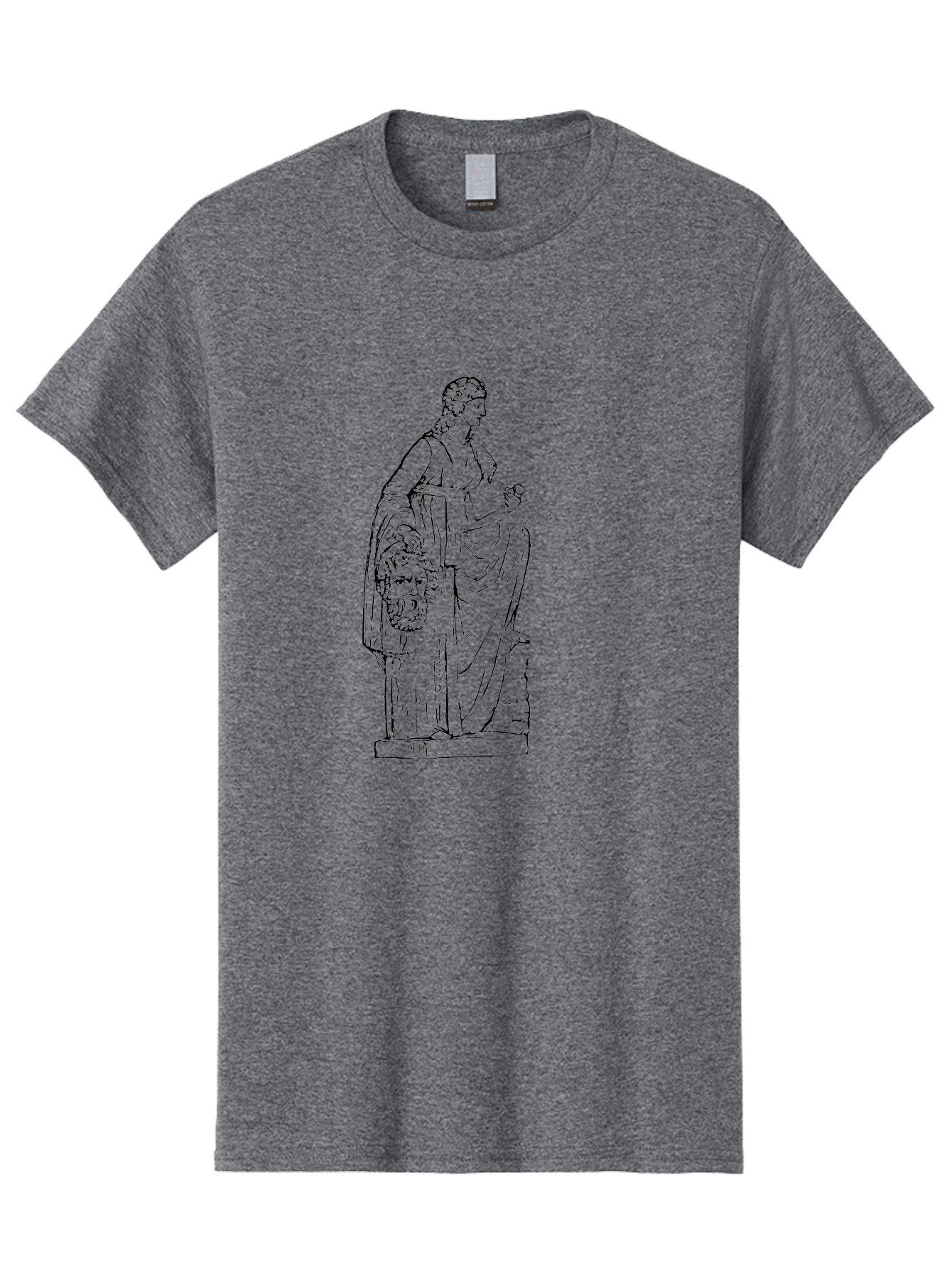 Classical-Statue Men'S Graphic Tee, 100% Cotton, Comfortable Casual Summer Wear, Machine Washable, Ancient Greek Statue, Classical Art, Female Figure, Flowing Robes, Ornate Details, Mythological Theme, Historical Significance, - Aaa526