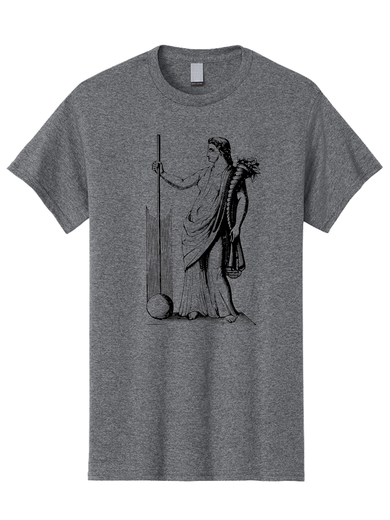 Classical-Woman Men'S Graphic Tee, 100% Cotton, Comfortable Casual Summer Wear, Machine Washable, Classical Figure, Flowing Robes, Holding Staff, Ornate Headdress, Classical Art, Historical Illustration, Regal Pose, Elegant Drapery, - Aaa527