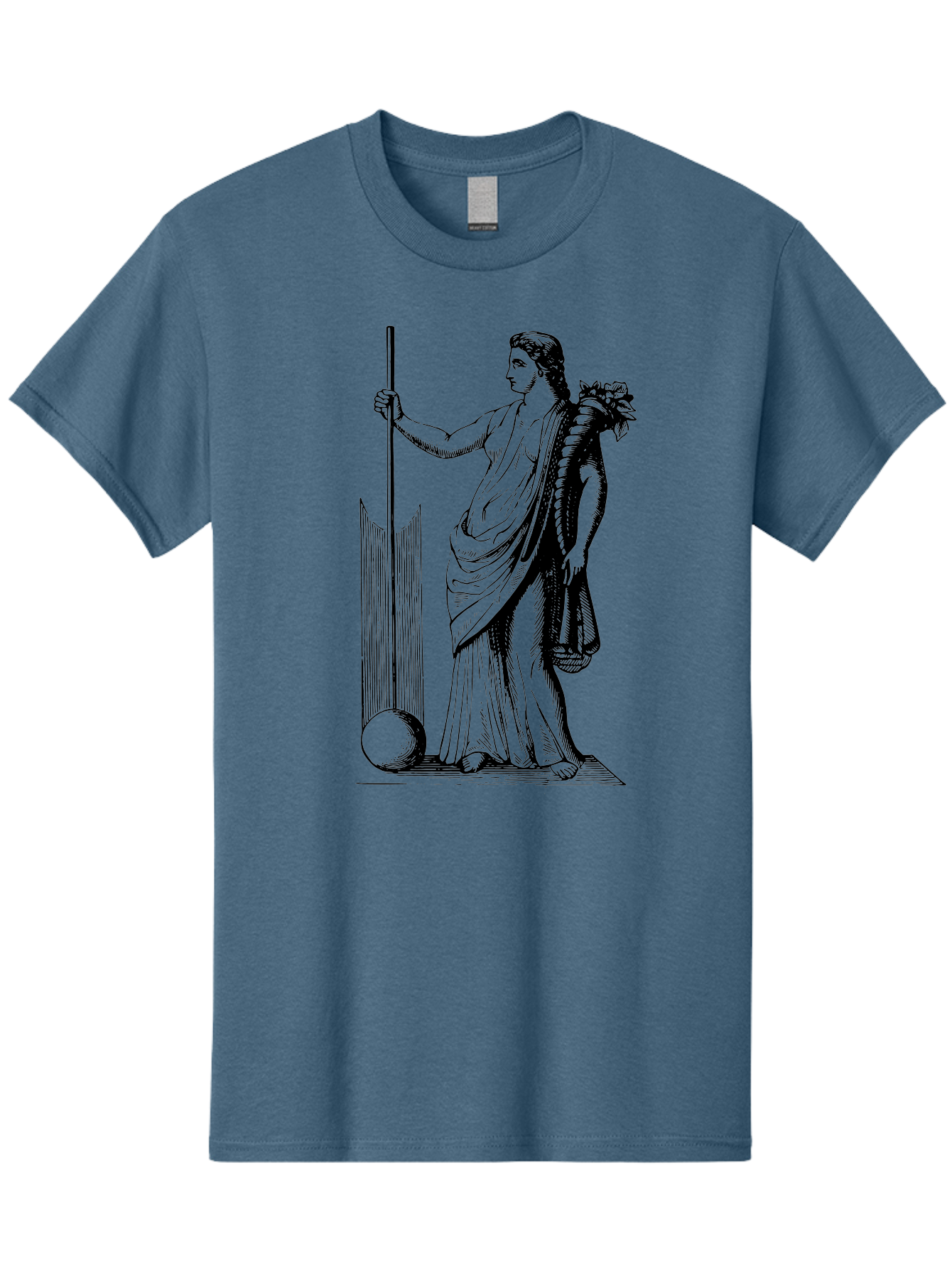 Classical-Woman Men'S Graphic Tee, 100% Cotton, Comfortable Casual Summer Wear, Machine Washable, Classical Figure, Flowing Robes, Holding Staff, Ornate Headdress, Classical Art, Historical Illustration, Regal Pose, Elegant Drapery, - Aaa527