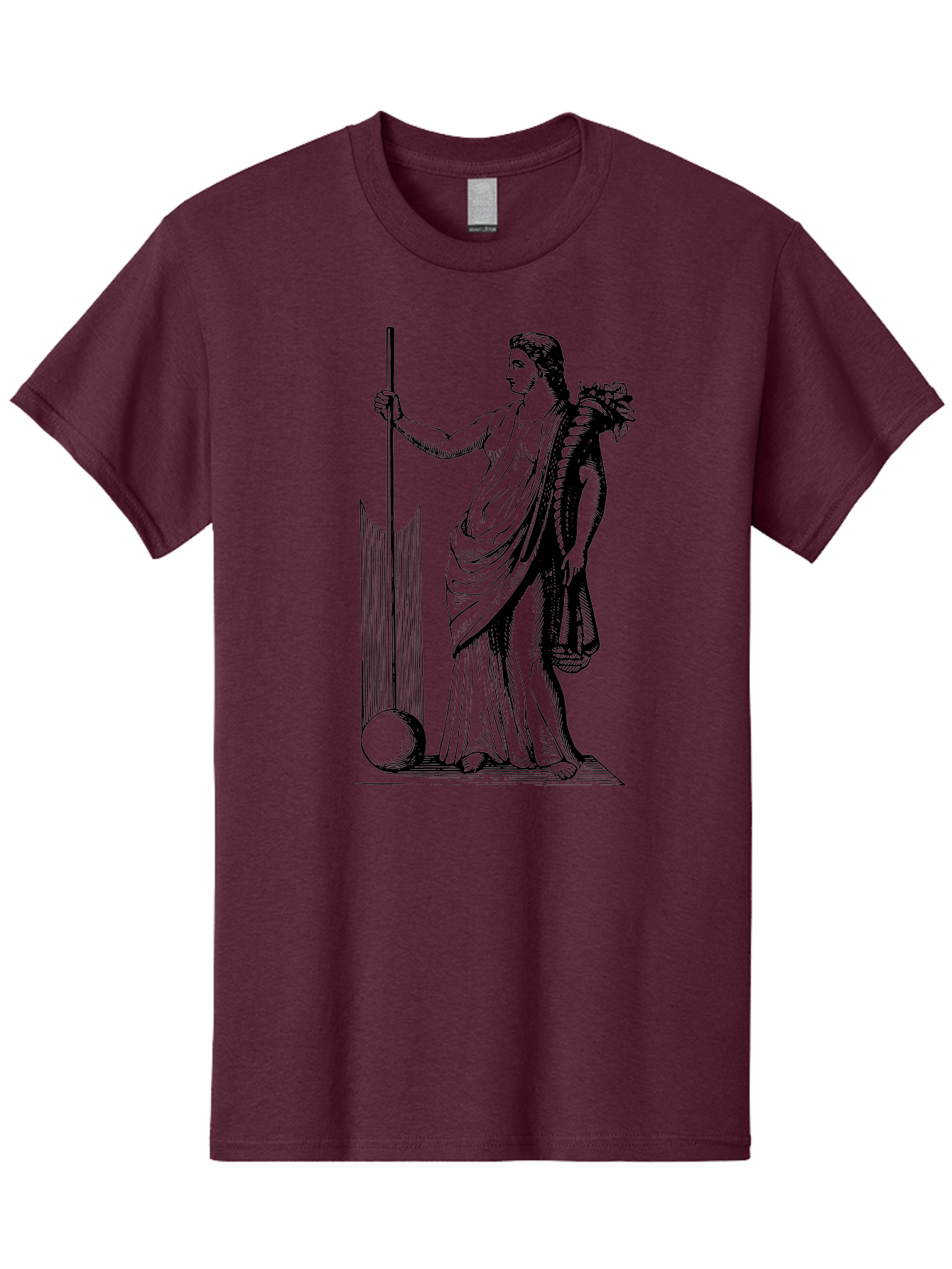 Classical-Woman Men'S Graphic Tee, 100% Cotton, Comfortable Casual Summer Wear, Machine Washable, Classical Figure, Flowing Robes, Holding Staff, Ornate Headdress, Classical Art, Historical Illustration, Regal Pose, Elegant Drapery, - Aaa527