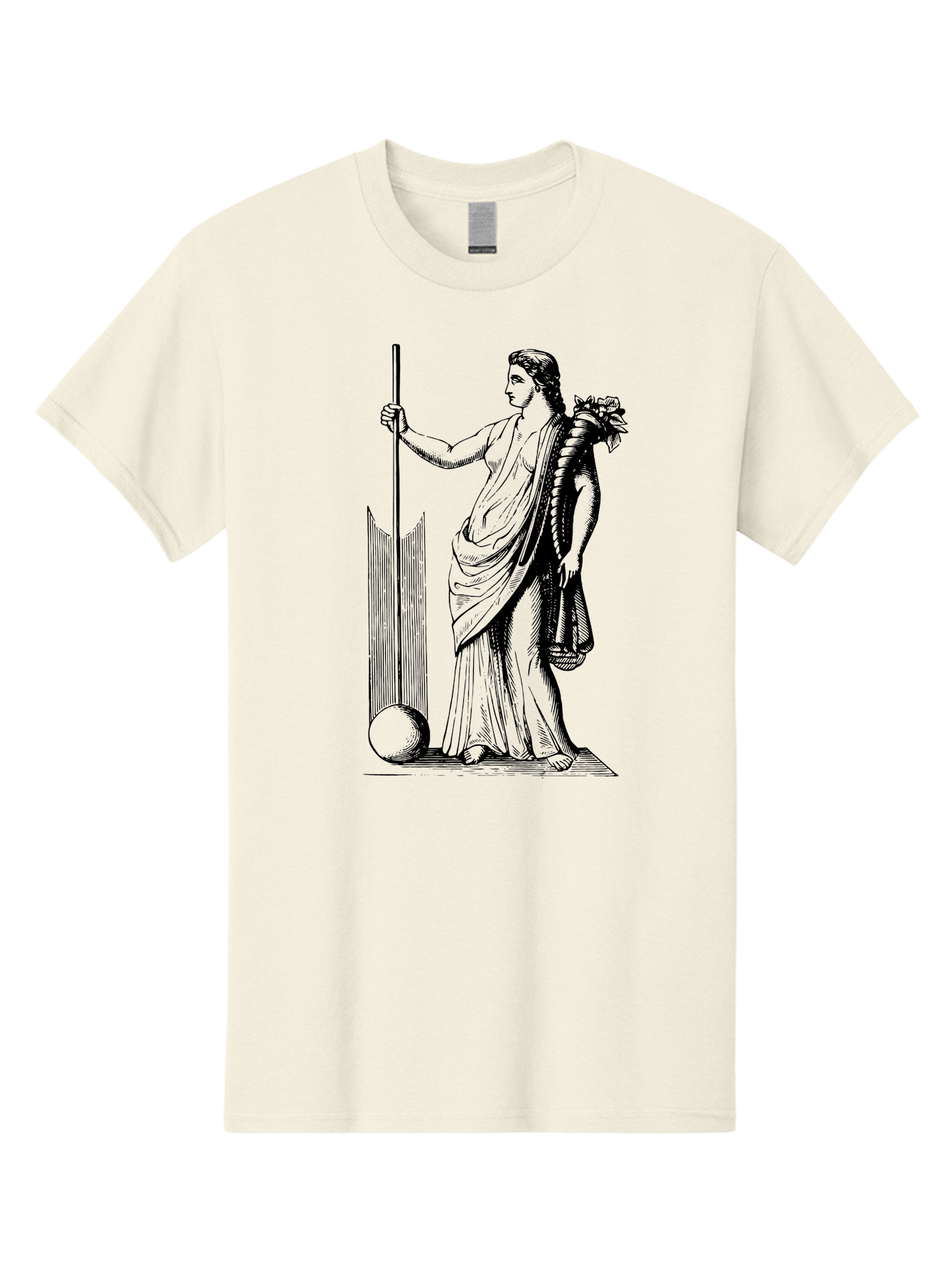 Classical-Woman Men'S Graphic Tee, 100% Cotton, Comfortable Casual Summer Wear, Machine Washable, Classical Figure, Flowing Robes, Holding Staff, Ornate Headdress, Classical Art, Historical Illustration, Regal Pose, Elegant Drapery, - Aaa527