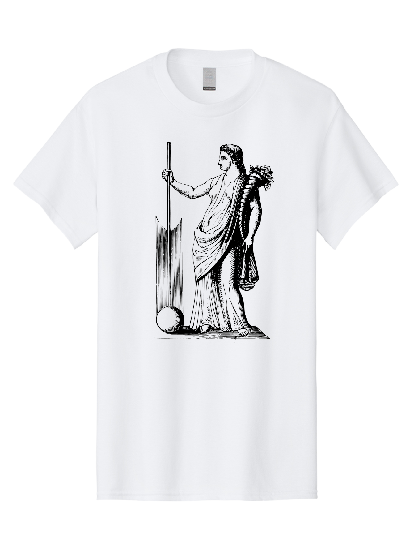 Classical-Woman Men'S Graphic Tee, 100% Cotton, Comfortable Casual Summer Wear, Machine Washable, Classical Figure, Flowing Robes, Holding Staff, Ornate Headdress, Classical Art, Historical Illustration, Regal Pose, Elegant Drapery, - Aaa527