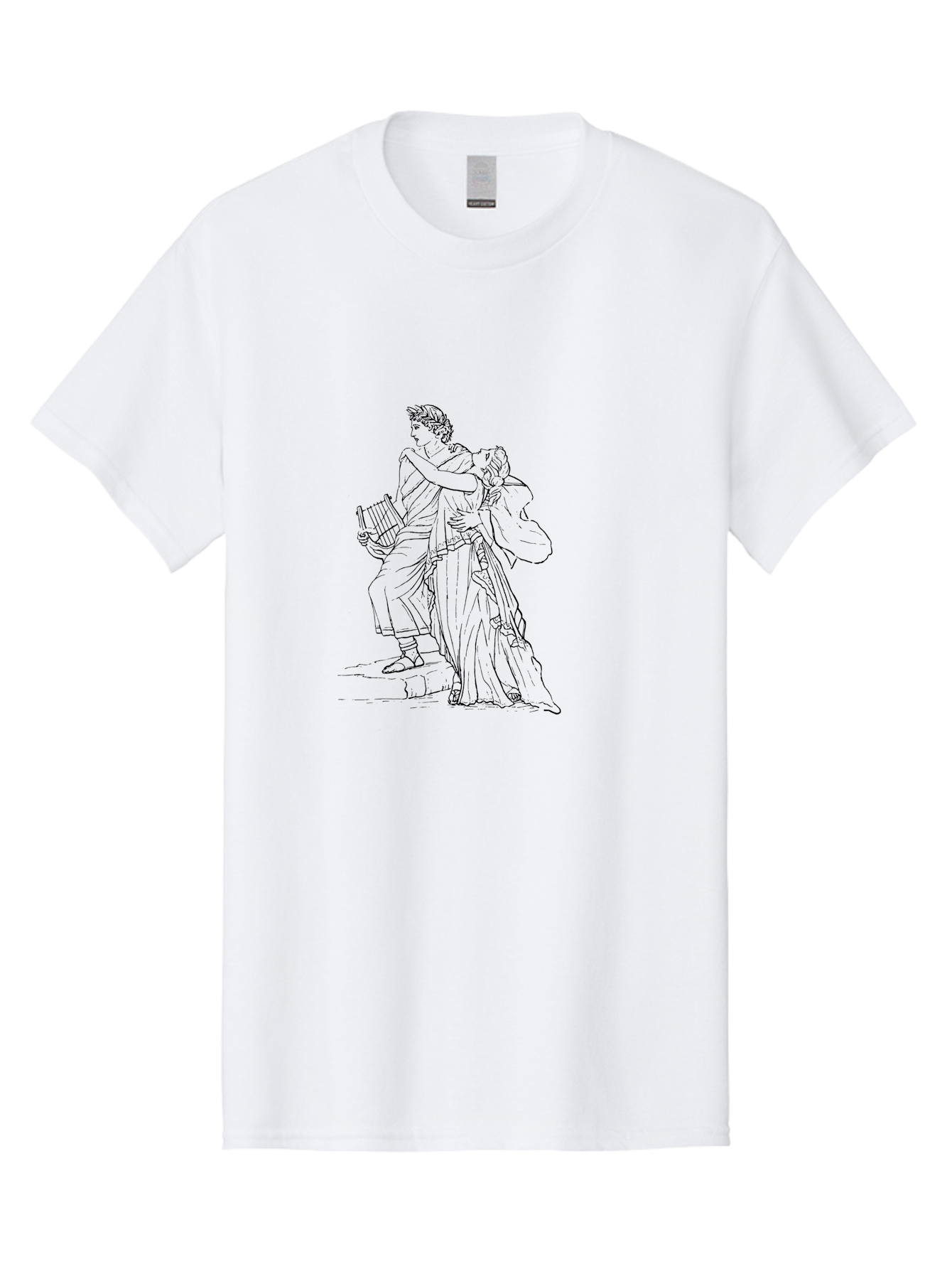 Couple-Dancing Men'S Graphic Tee, 100% Cotton, Comfortable Casual Summer Wear, Machine Washable, Orpheus And Eurydice, Greek Mythology, Classical Art, Mythological Figures, Ancient Greece, Love Story, Tragic Tale, Artistic Expression, - Aaa528
