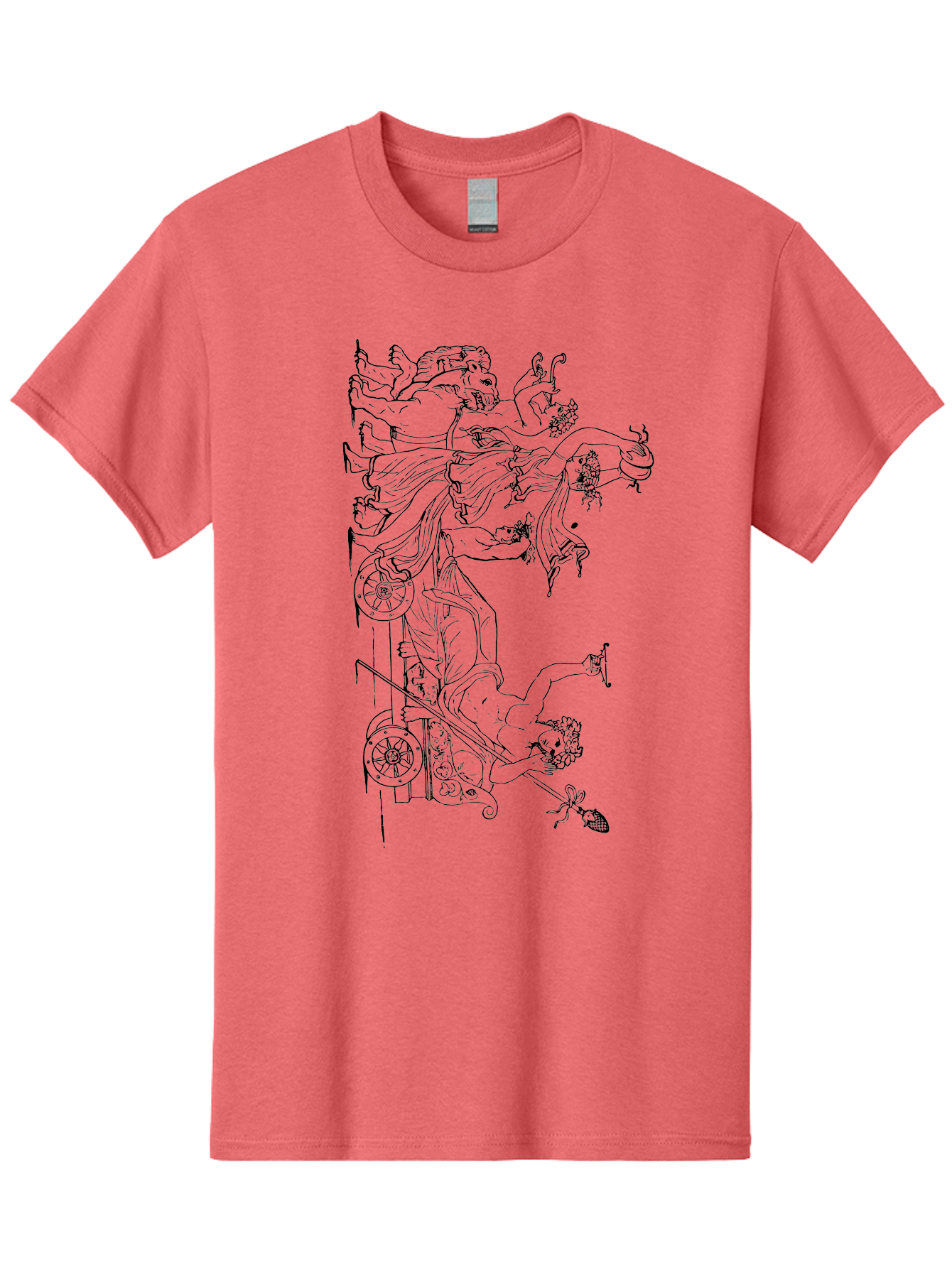 Faunus-Attack Men'S Graphic Tee, 100% Cotton, Comfortable Casual Summer Wear, Machine Washable, Mythological Scene, Faunus And Eros, Ancient Mythology, Classical Art, Black Line Drawing, Greek Mythology, Mythological Figures, Faunus, Eros, - Aaa533