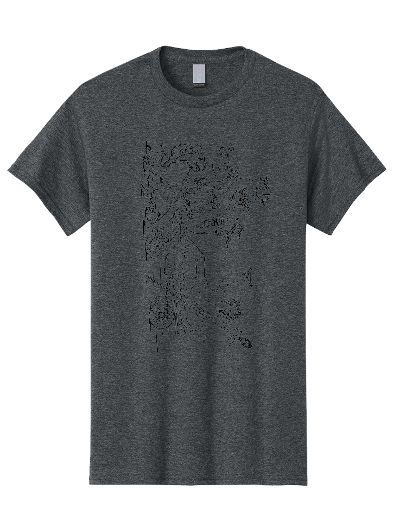 Faunus-Attack Men'S Graphic Tee, 100% Cotton, Comfortable Casual Summer Wear, Machine Washable, Mythological Scene, Faunus And Eros, Ancient Mythology, Classical Art, Black Line Drawing, Greek Mythology, Mythological Figures, Faunus, Eros, - Aaa533