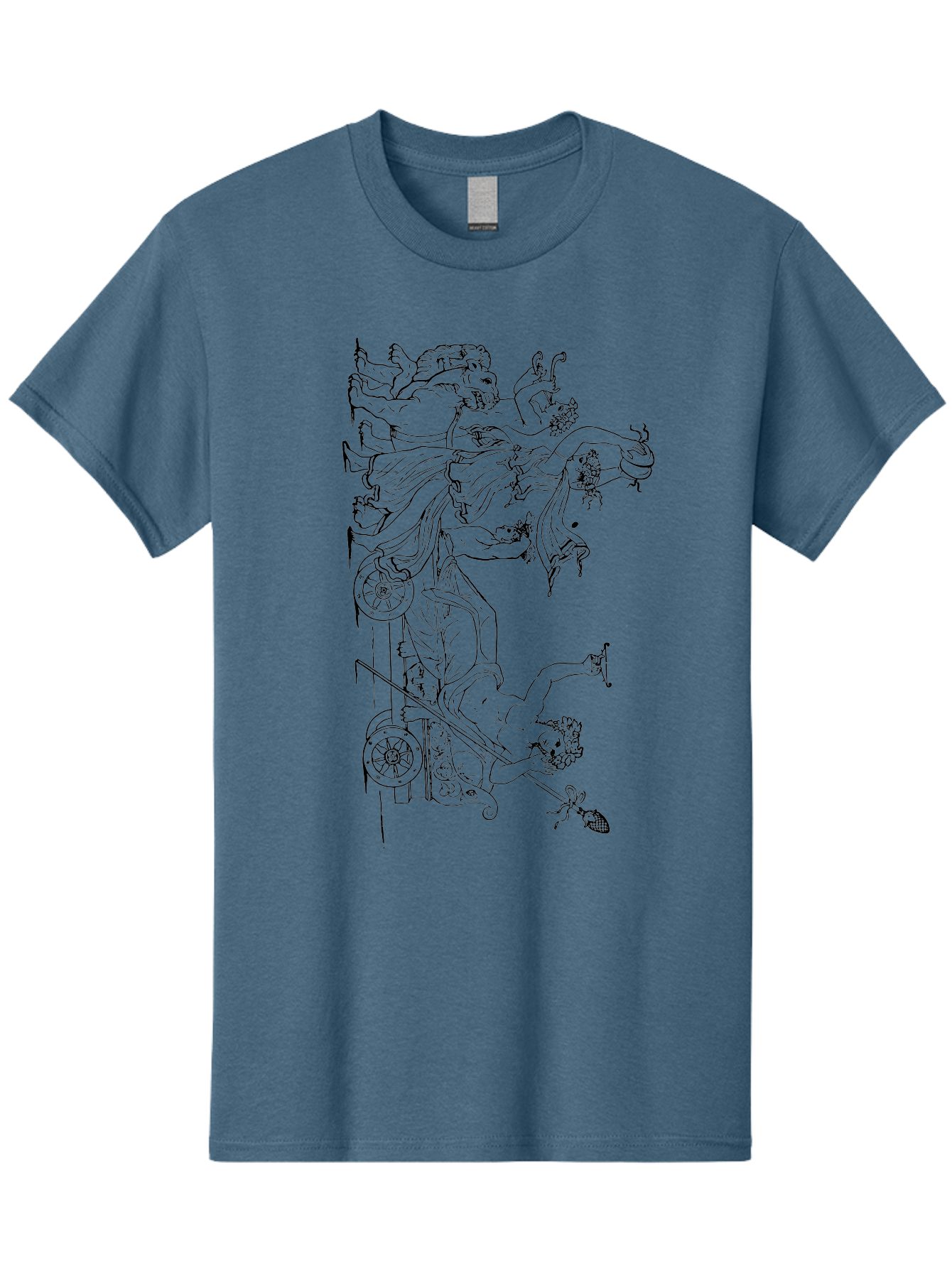 Faunus-Attack Men'S Graphic Tee, 100% Cotton, Comfortable Casual Summer Wear, Machine Washable, Mythological Scene, Faunus And Eros, Ancient Mythology, Classical Art, Black Line Drawing, Greek Mythology, Mythological Figures, Faunus, Eros, - Aaa533