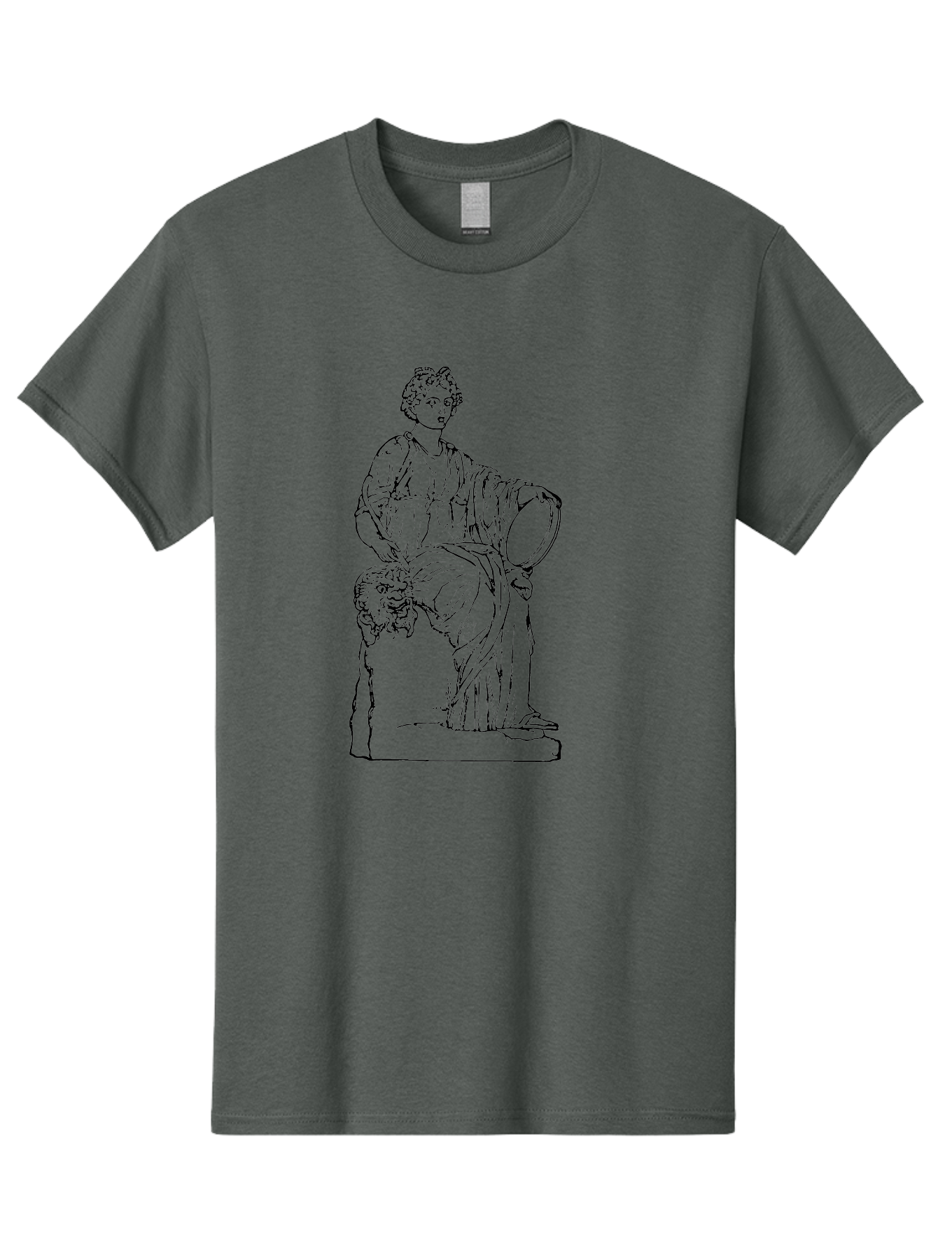 Greco-Statue Men'S Graphic Tee, 100% Cotton, Comfortable Casual Summer Wear, Machine Washable, Statue Of A Goddess, Classical Art, Ancient Greek, Roman Mythology, Mythical Figure, Feminine Power, Elegant Drapery, Minimalist Line Art, - Aaa537