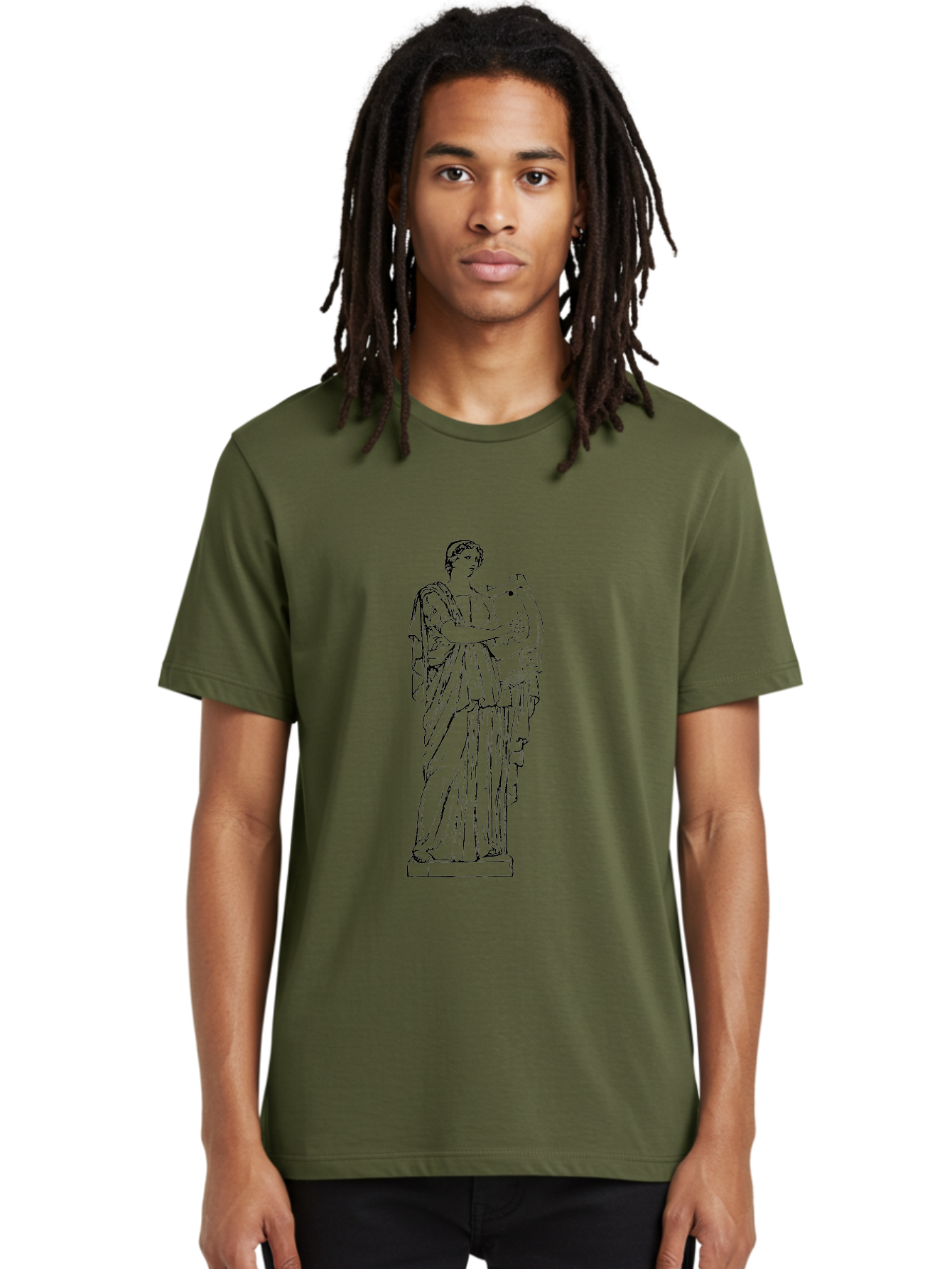 Greek-Statue Men'S Graphic Tee, 100% Cotton, Comfortable Casual Summer Wear, Machine Washable, Clio, Muse Of History, Ancient Greek Mythology, Historical Figure, Female Statue, Classical Art, Sculpture, Historical Significance, - Aaa540