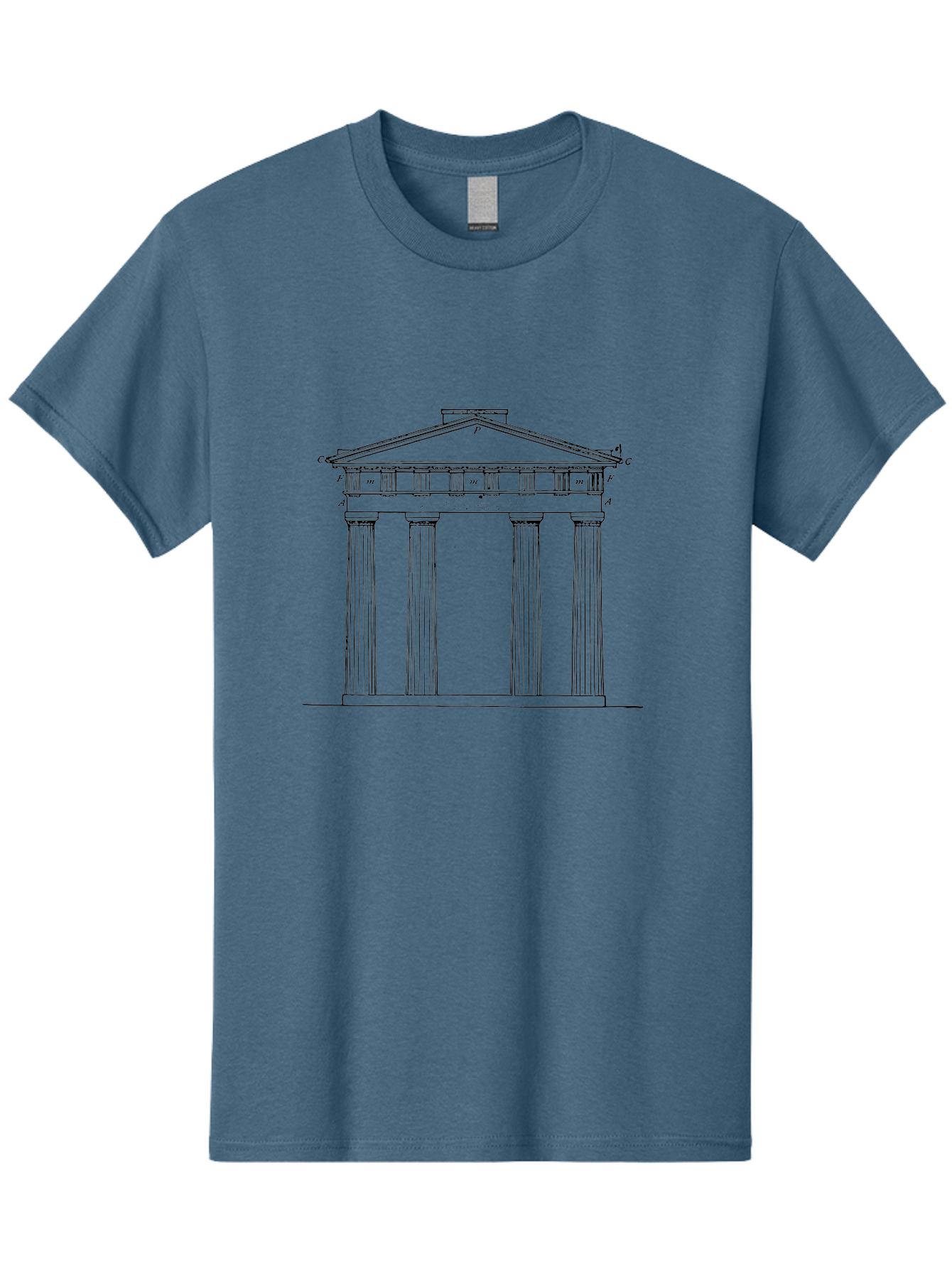 Greek-Temple Men'S Graphic Tee, 100% Cotton, Comfortable Casual Summer Wear, Machine Washable, Classical Architecture, Greek Temple, Ancient Building, Four Columns, Pediment, Historical Landmark, Neoclassical Style, Temple Design, - Aaa541