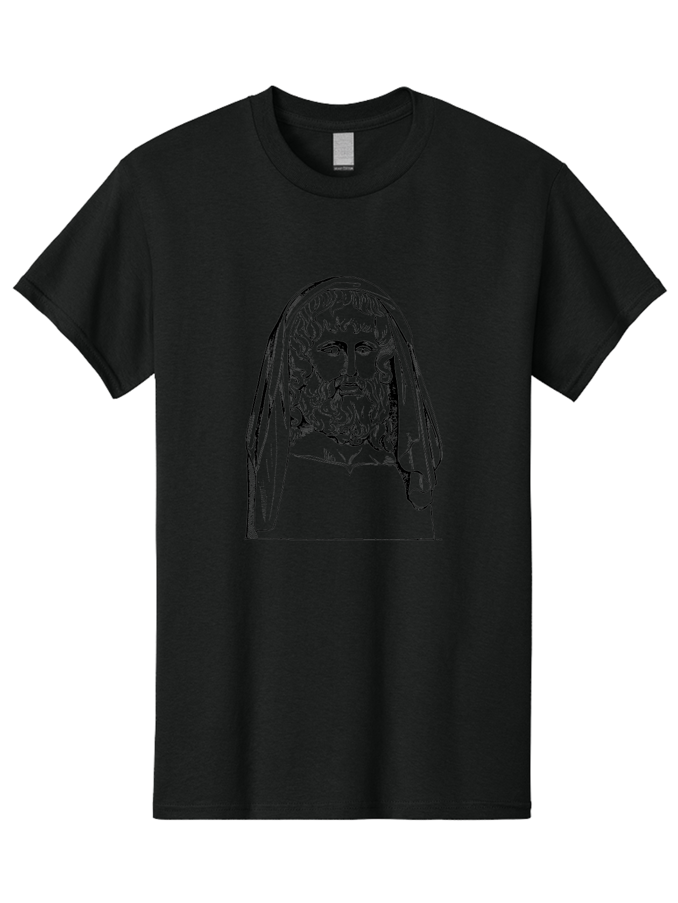 Homer Men'S Graphic Tee, 100% Cotton, Comfortable Casual Summer Wear, Machine Washable, Classical Illustration, Ancient Greek Poet, Bearded Man, Curly Hair, Hooded Figure, Literary Figure, Historical Portrait, Vintage Artwork, - Aaa544
