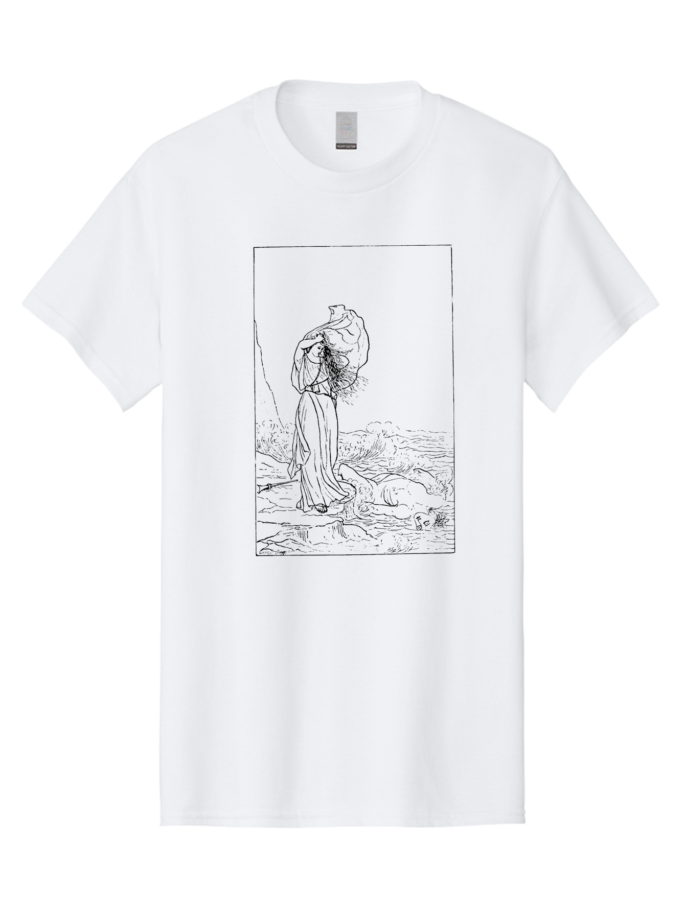 Man-With-Bundle Men'S Graphic Tee, 100% Cotton, Comfortable Casual Summer Wear, Machine Washable, Man With Fishing Net, Fishing Industry, Traditional Fishing Methods, Serene Landscape, Peaceful Atmosphere, Outdoor Scenery, Rustic Charm - Aaa549