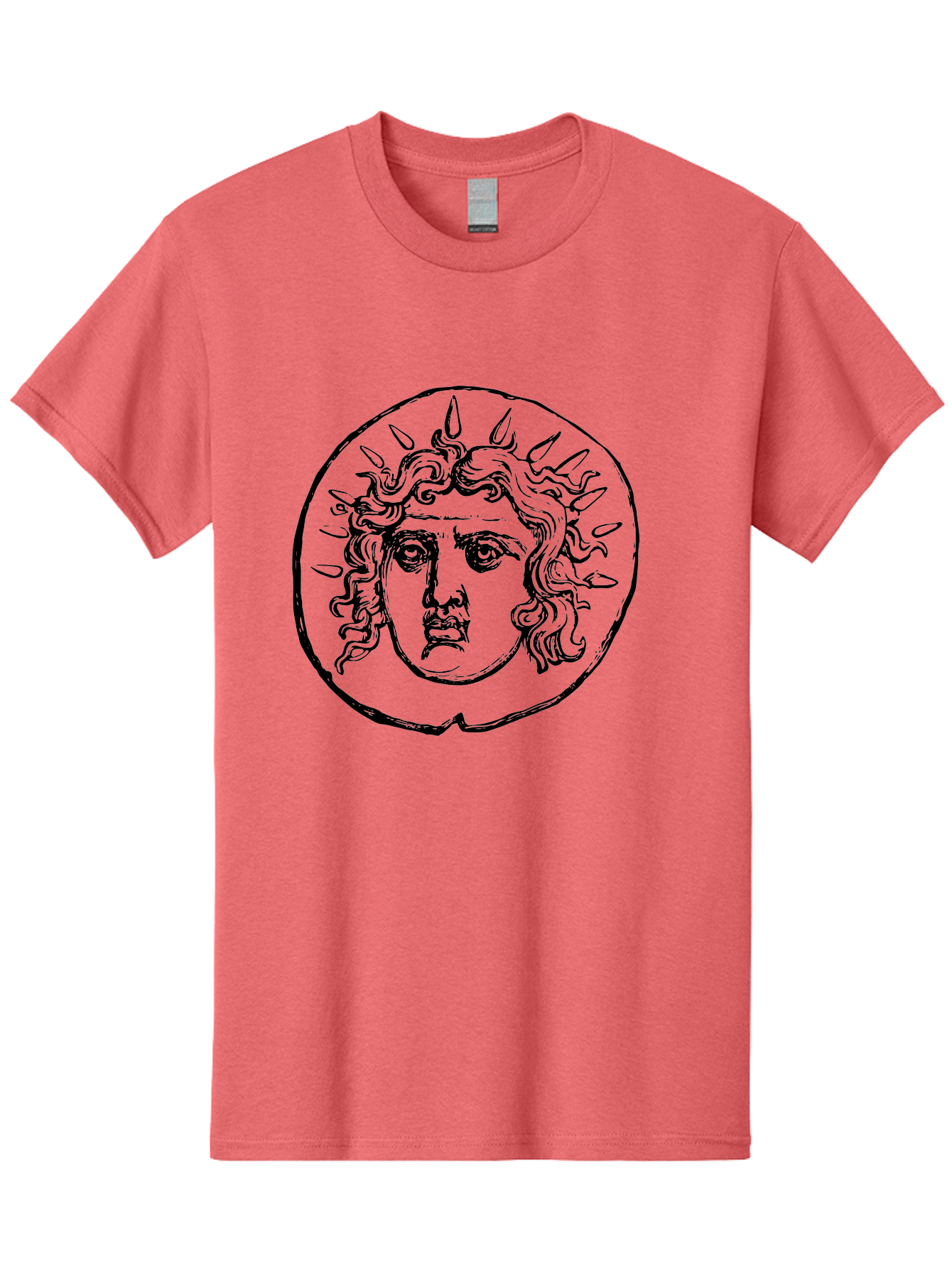 Medusa-Coin Men'S Graphic Tee, 100% Cotton, Comfortable Casual Summer Wear, Machine Washable, Medusa Head, Gorgon Myth, Curly Hair, Intense Gaze, Mythological Creature, Ancient Symbolism, Mystical Power, Gothic Style, Mythical Being, - Aaa550