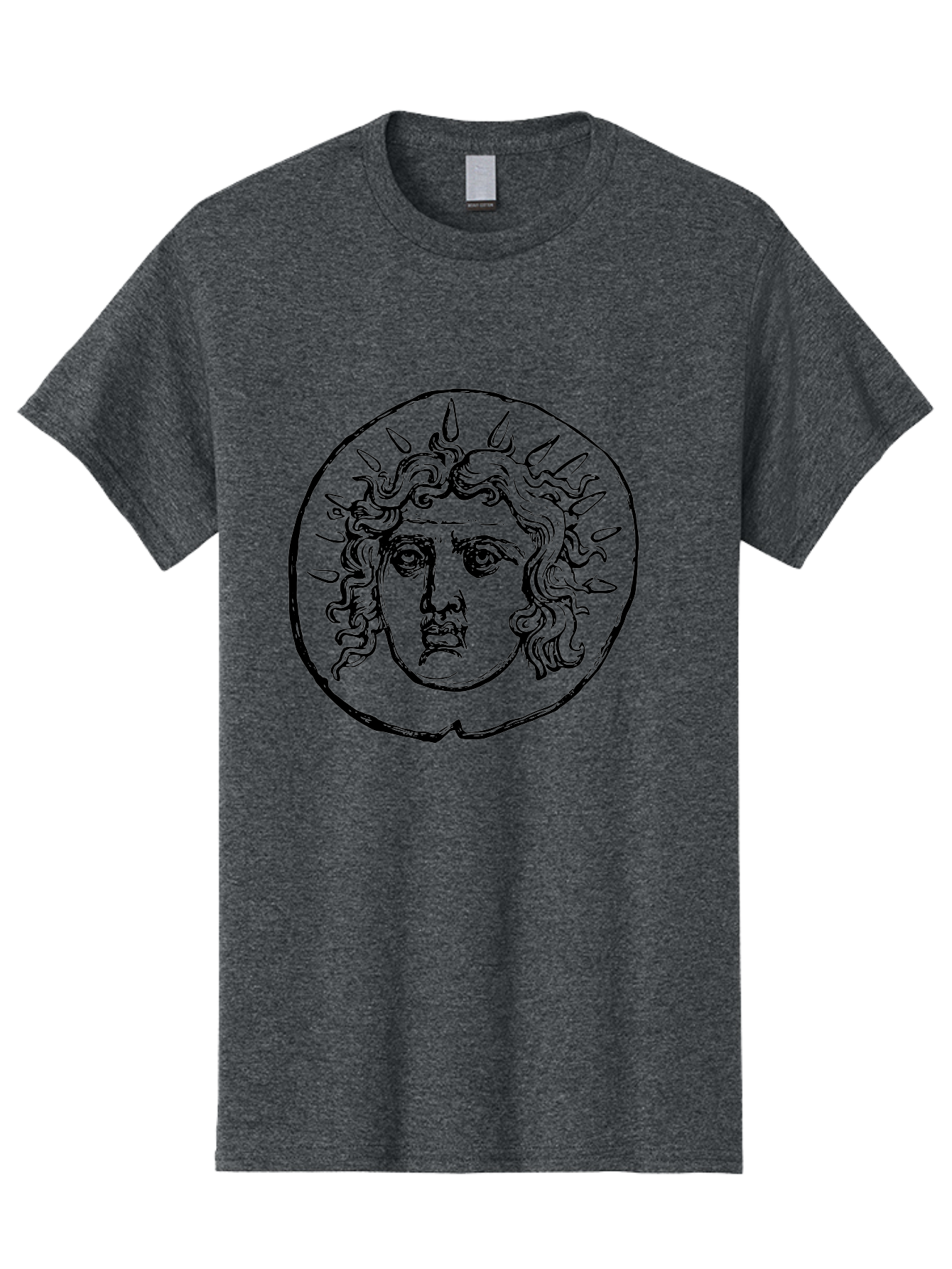 Medusa-Coin Men'S Graphic Tee, 100% Cotton, Comfortable Casual Summer Wear, Machine Washable, Medusa Head, Gorgon Myth, Curly Hair, Intense Gaze, Mythological Creature, Ancient Symbolism, Mystical Power, Gothic Style, Mythical Being, - Aaa550