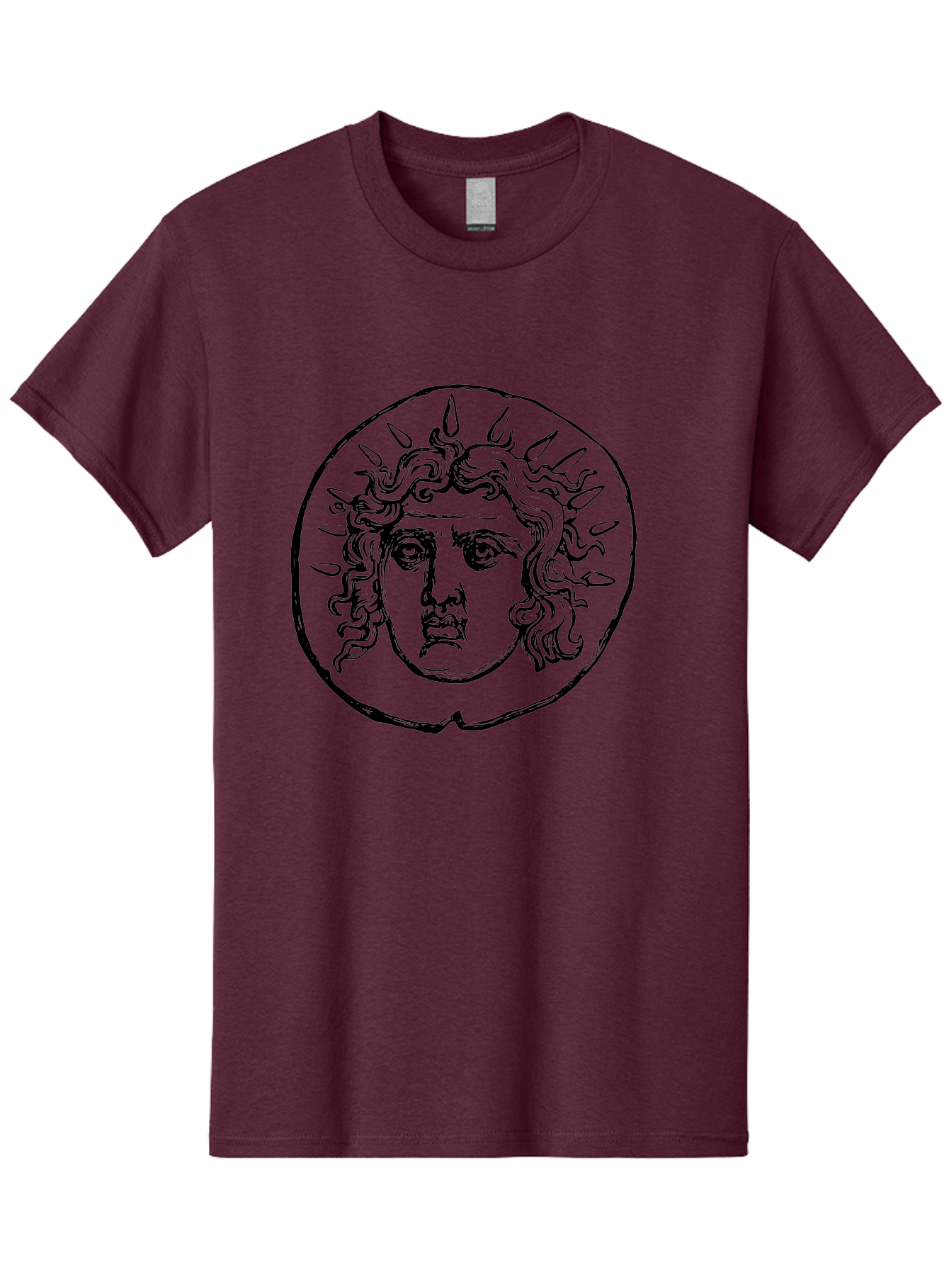 Medusa-Coin Men'S Graphic Tee, 100% Cotton, Comfortable Casual Summer Wear, Machine Washable, Medusa Head, Gorgon Myth, Curly Hair, Intense Gaze, Mythological Creature, Ancient Symbolism, Mystical Power, Gothic Style, Mythical Being, - Aaa550