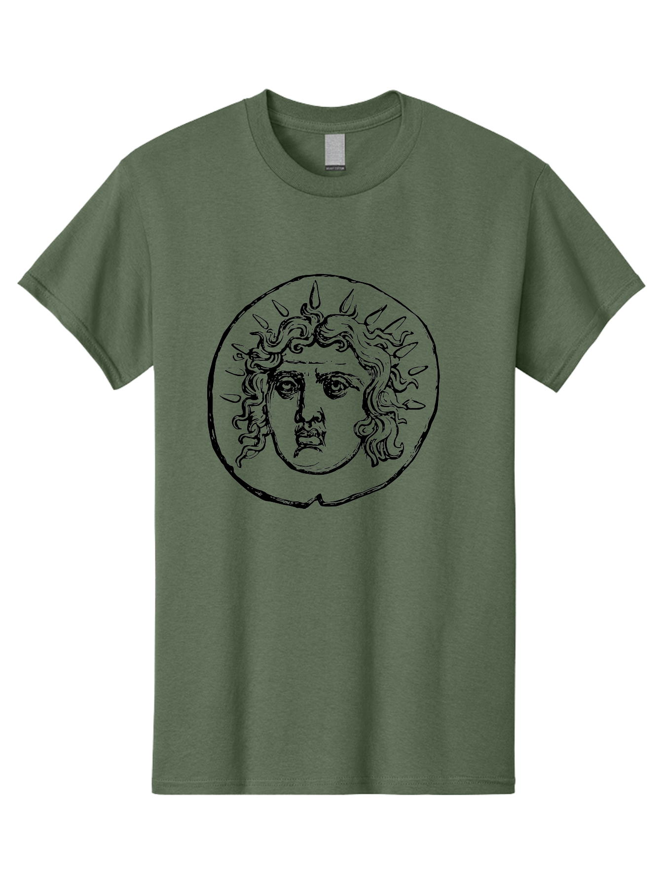 Medusa-Coin Men'S Graphic Tee, 100% Cotton, Comfortable Casual Summer Wear, Machine Washable, Medusa Head, Gorgon Myth, Curly Hair, Intense Gaze, Mythological Creature, Ancient Symbolism, Mystical Power, Gothic Style, Mythical Being, - Aaa550