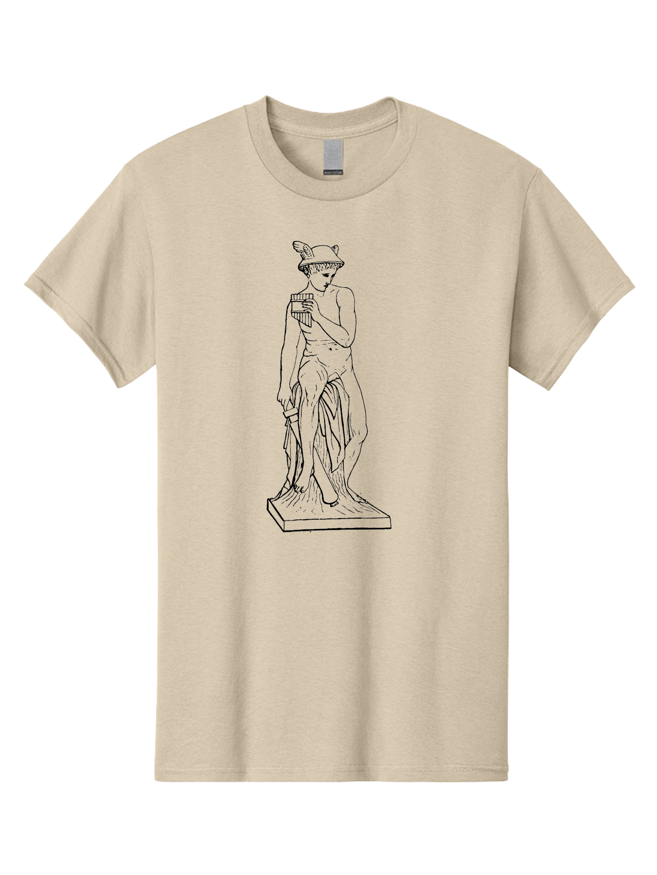 Mercury-Statue Men'S Graphic Tee, 100% Cotton, Comfortable Casual Summer Wear, Machine Washable, Classical Greek Statue, Male Figure, Draped Clothing, Mythological Symbol, Ancient Art, Greek God, Symbolic Representation, Cultural Heritage, - Aaa551