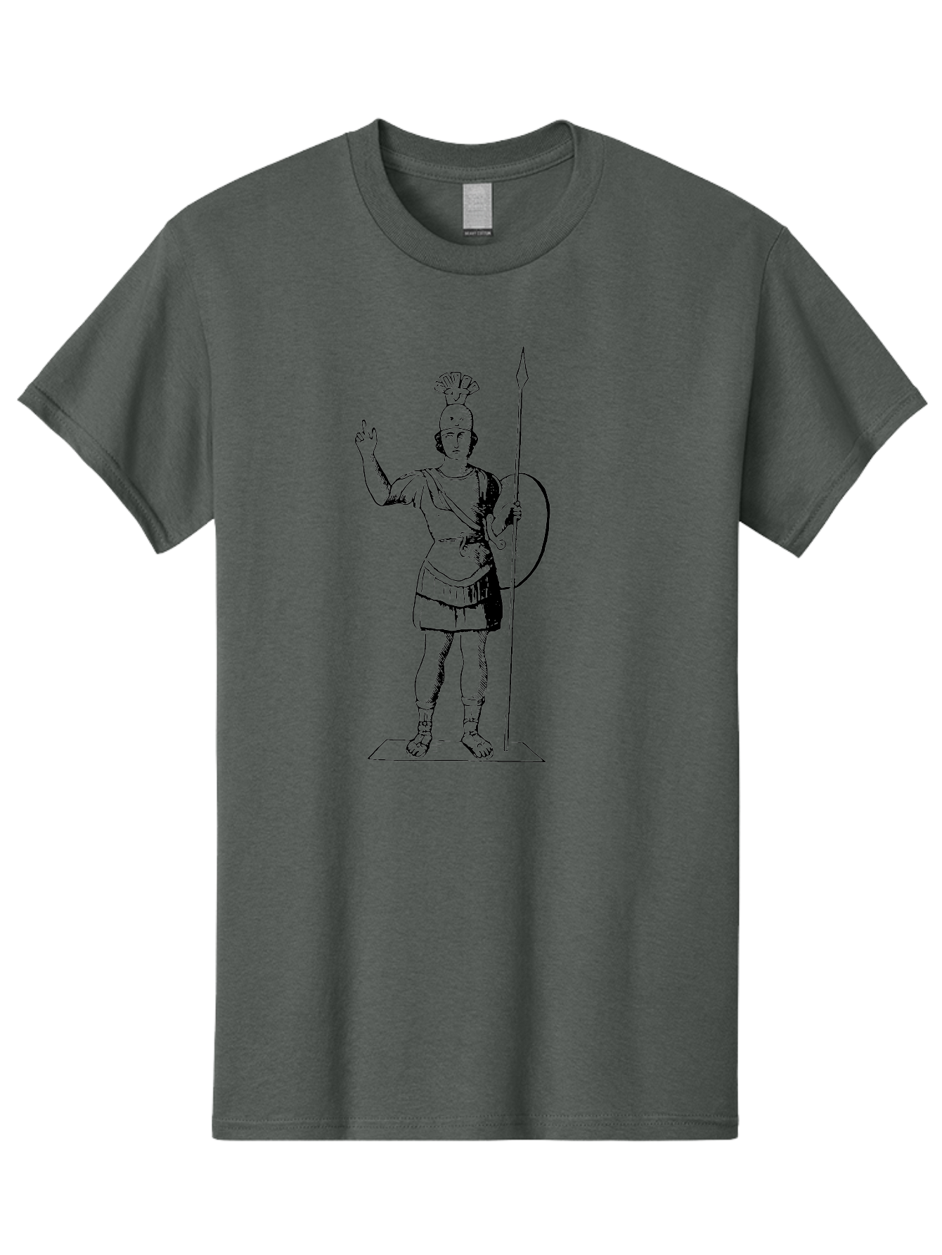 Roman-Soldier Men'S Graphic Tee, 100% Cotton, Comfortable Casual Summer Wear, Machine Washable, Roman Warrior, Ancient Armor, Spear And Shield, Classical Illustration, Historical Figure, Vintage Art, Ancient Rome, Soldier Statue - Aaa558