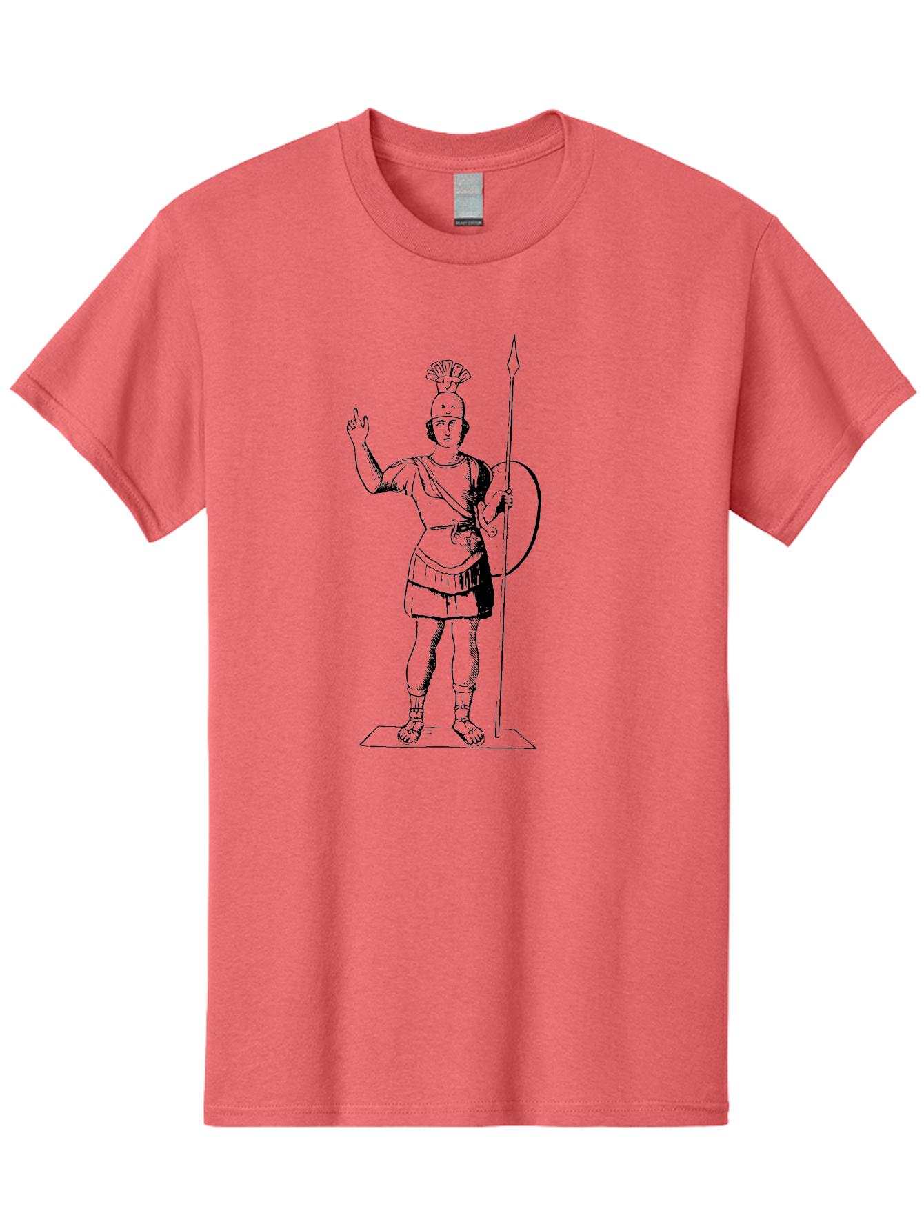 Roman-Soldier Men'S Graphic Tee, 100% Cotton, Comfortable Casual Summer Wear, Machine Washable, Roman Warrior, Ancient Armor, Spear And Shield, Classical Illustration, Historical Figure, Vintage Art, Ancient Rome, Soldier Statue - Aaa558