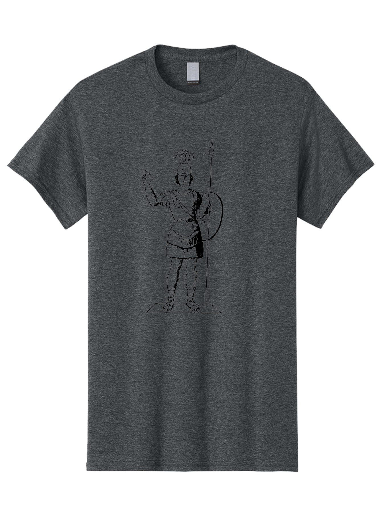 Roman-Soldier Men'S Graphic Tee, 100% Cotton, Comfortable Casual Summer Wear, Machine Washable, Roman Warrior, Ancient Armor, Spear And Shield, Classical Illustration, Historical Figure, Vintage Art, Ancient Rome, Soldier Statue - Aaa558