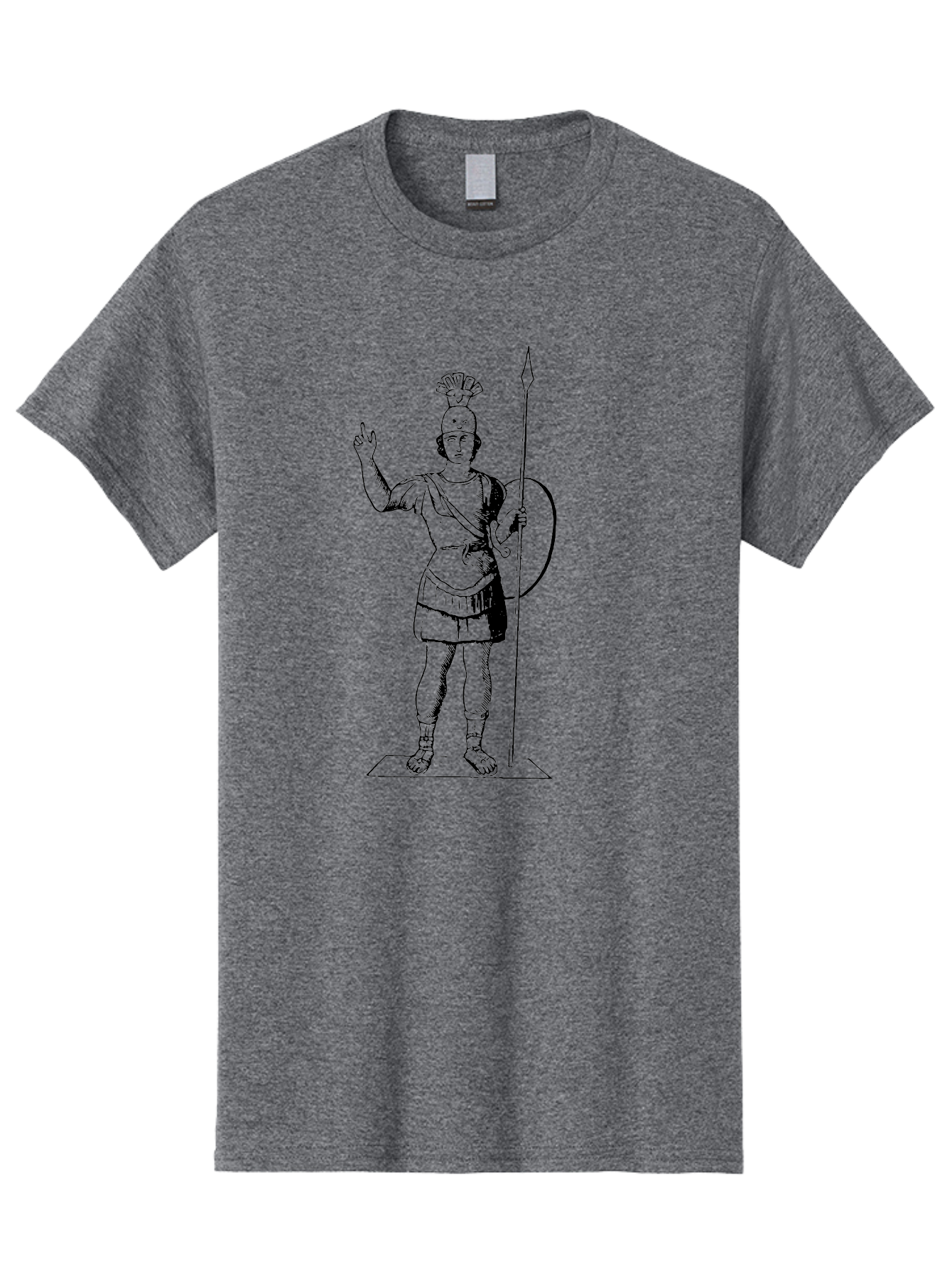 Roman-Soldier Men'S Graphic Tee, 100% Cotton, Comfortable Casual Summer Wear, Machine Washable, Roman Warrior, Ancient Armor, Spear And Shield, Classical Illustration, Historical Figure, Vintage Art, Ancient Rome, Soldier Statue - Aaa558