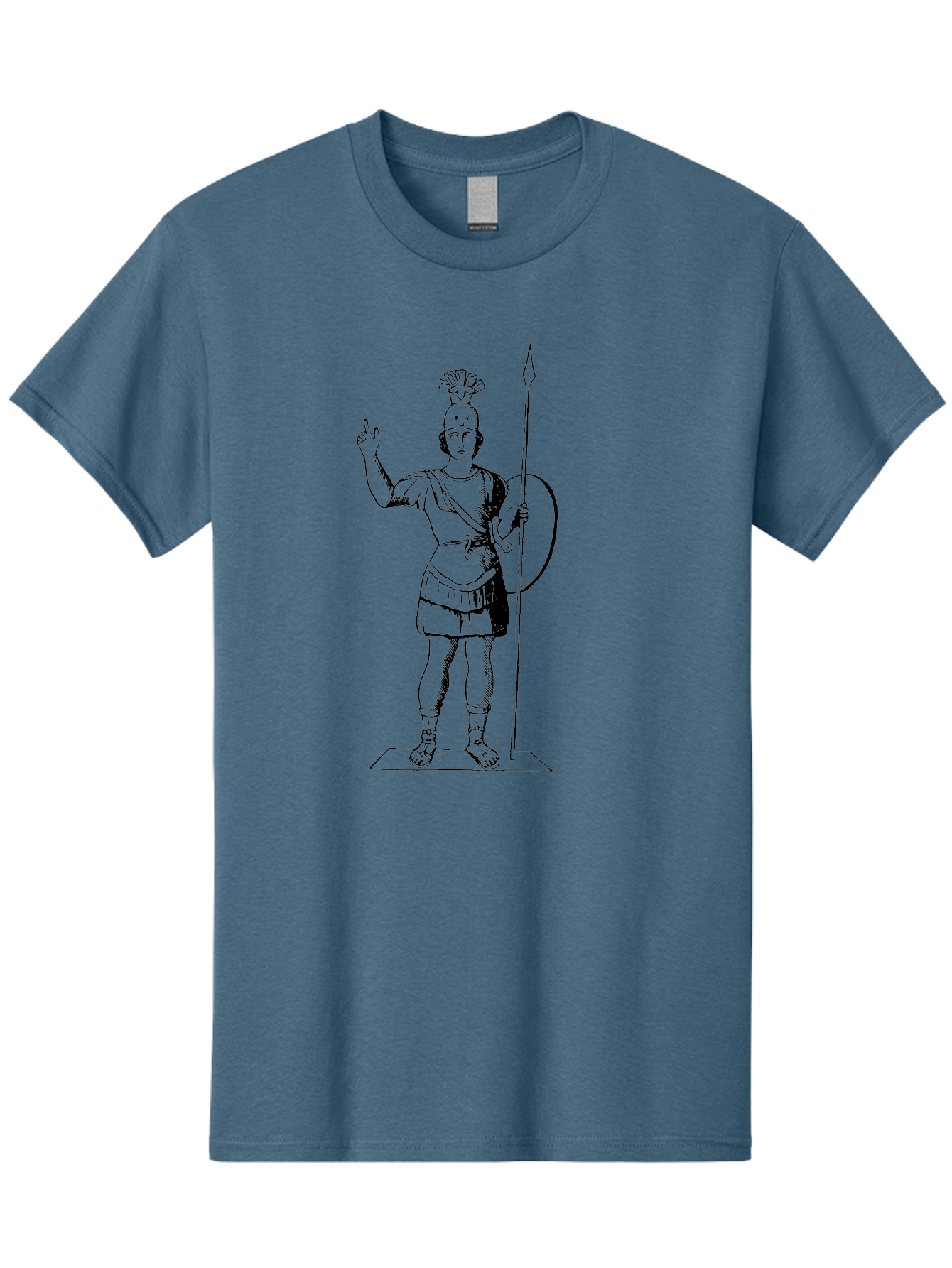 Roman-Soldier Men'S Graphic Tee, 100% Cotton, Comfortable Casual Summer Wear, Machine Washable, Roman Warrior, Ancient Armor, Spear And Shield, Classical Illustration, Historical Figure, Vintage Art, Ancient Rome, Soldier Statue - Aaa558