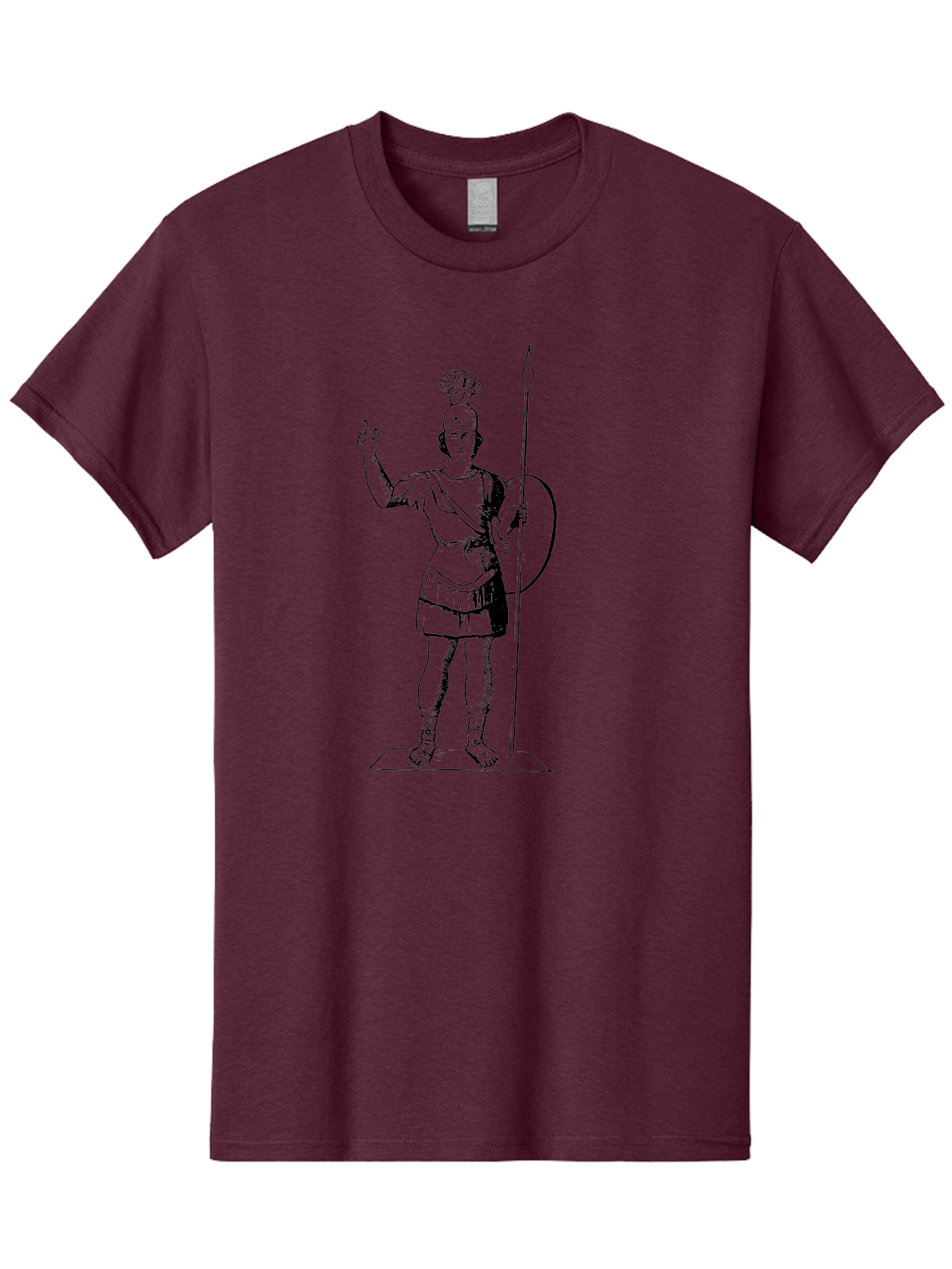 Roman-Soldier Men'S Graphic Tee, 100% Cotton, Comfortable Casual Summer Wear, Machine Washable, Roman Warrior, Ancient Armor, Spear And Shield, Classical Illustration, Historical Figure, Vintage Art, Ancient Rome, Soldier Statue - Aaa558
