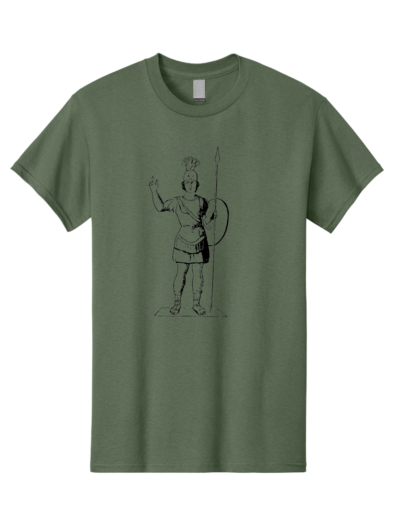 Roman-Soldier Men'S Graphic Tee, 100% Cotton, Comfortable Casual Summer Wear, Machine Washable, Roman Warrior, Ancient Armor, Spear And Shield, Classical Illustration, Historical Figure, Vintage Art, Ancient Rome, Soldier Statue - Aaa558