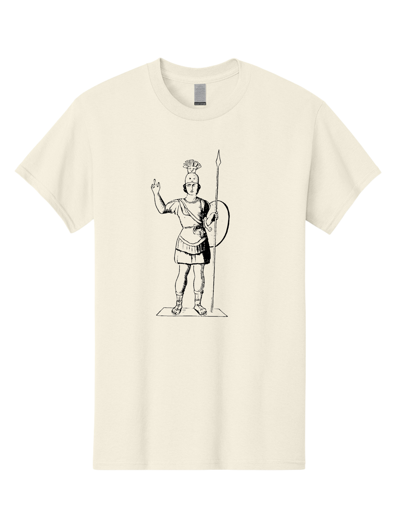 Roman-Soldier Men'S Graphic Tee, 100% Cotton, Comfortable Casual Summer Wear, Machine Washable, Roman Warrior, Ancient Armor, Spear And Shield, Classical Illustration, Historical Figure, Vintage Art, Ancient Rome, Soldier Statue - Aaa558