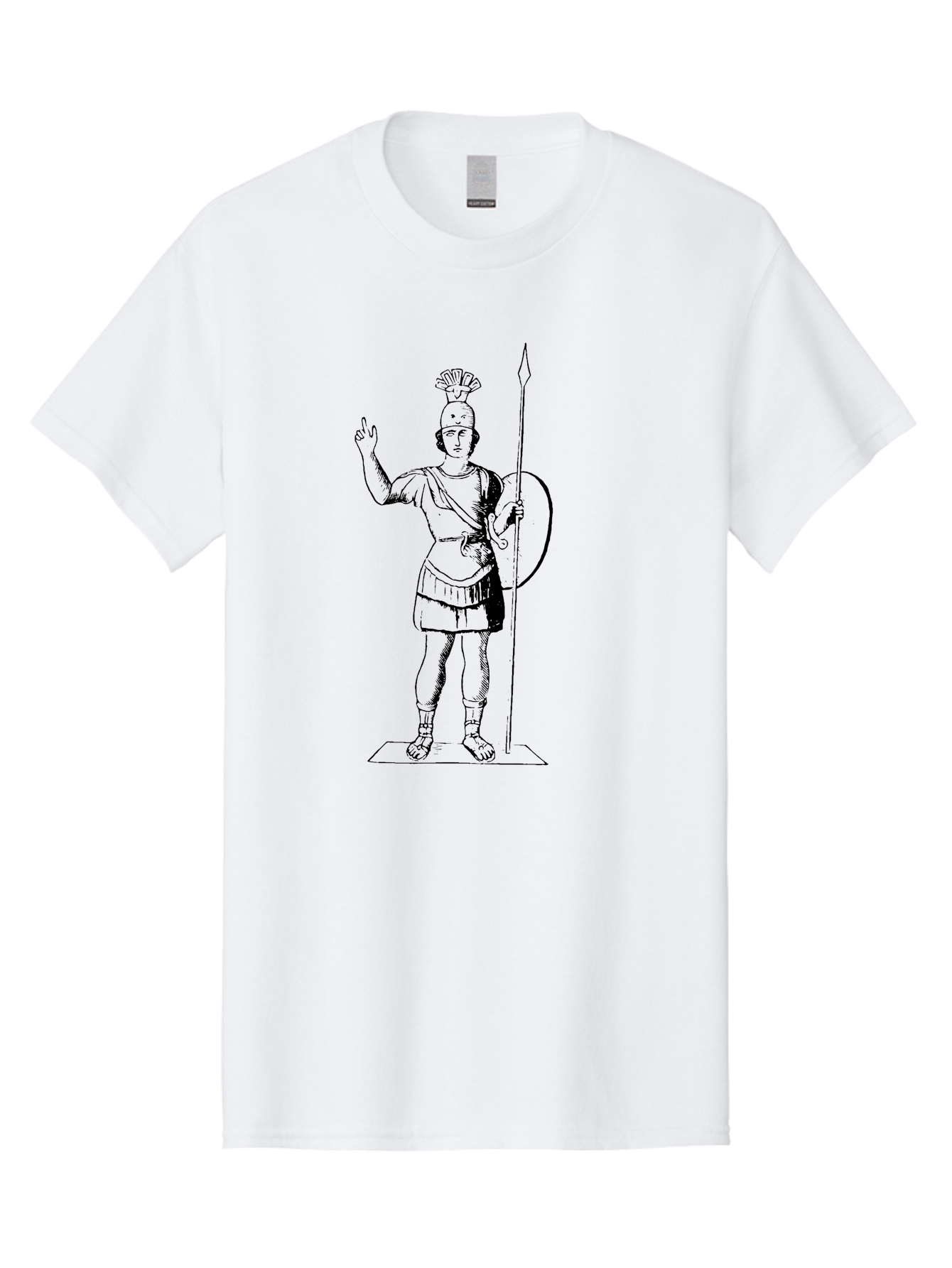 Roman-Soldier Men'S Graphic Tee, 100% Cotton, Comfortable Casual Summer Wear, Machine Washable, Roman Warrior, Ancient Armor, Spear And Shield, Classical Illustration, Historical Figure, Vintage Art, Ancient Rome, Soldier Statue - Aaa558