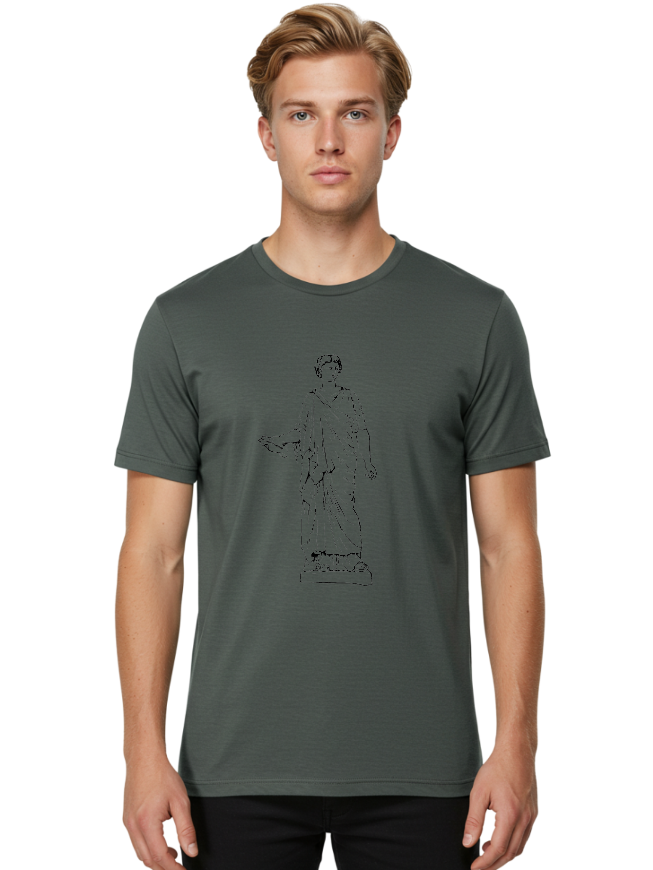 Roman-Statue Men'S Graphic Tee, 100% Cotton, Comfortable Casual Summer Wear, Machine Washable, Roman Statue, Classical Art, Marble Sculpture, Ancient Roman, Roman Toga, Historical Figure, Roman Architecture, Cultural Heritage, - Aaa559