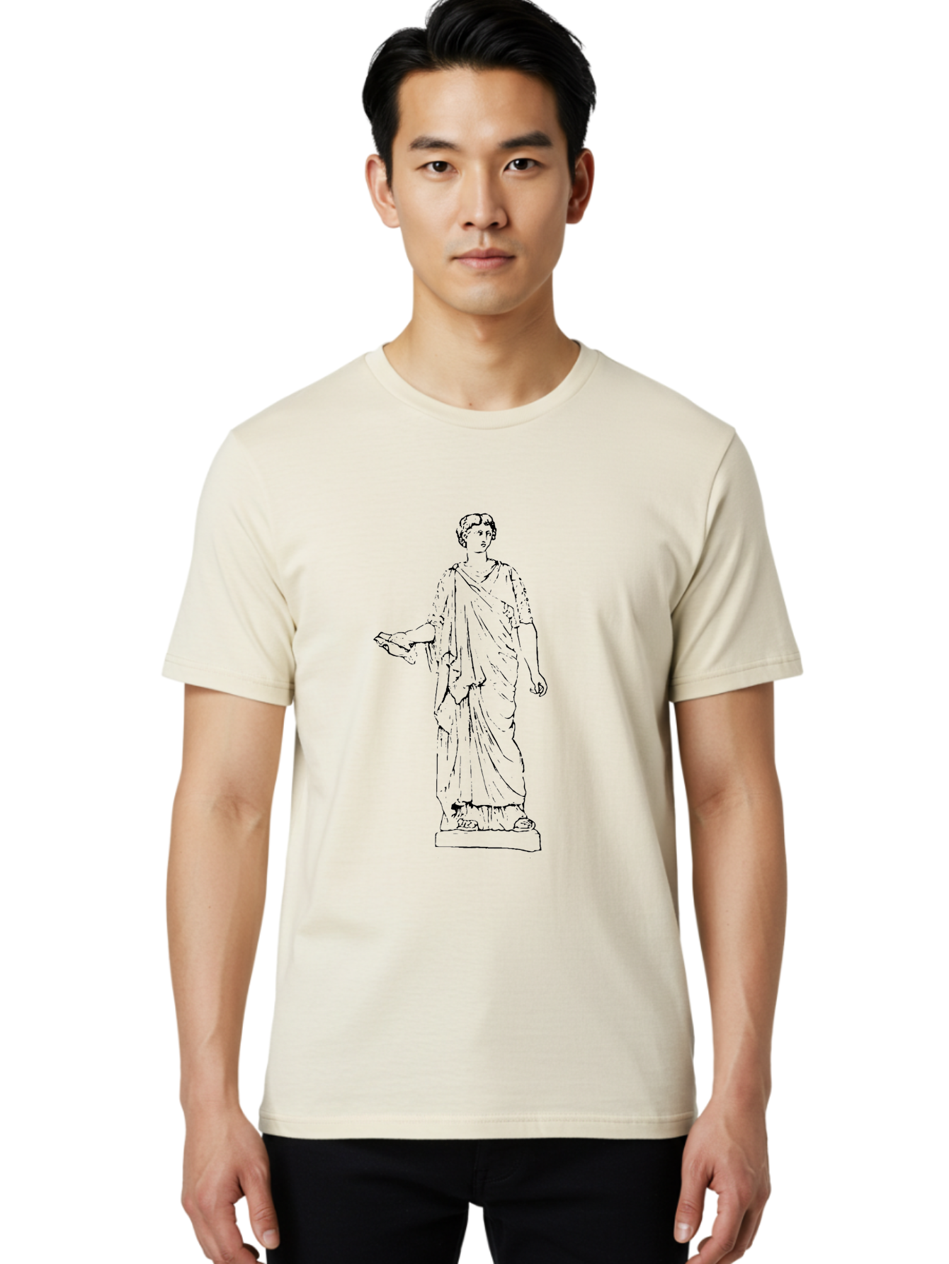 Roman-Statue Men'S Graphic Tee, 100% Cotton, Comfortable Casual Summer Wear, Machine Washable, Roman Statue, Classical Art, Marble Sculpture, Ancient Roman, Roman Toga, Historical Figure, Roman Architecture, Cultural Heritage, - Aaa559