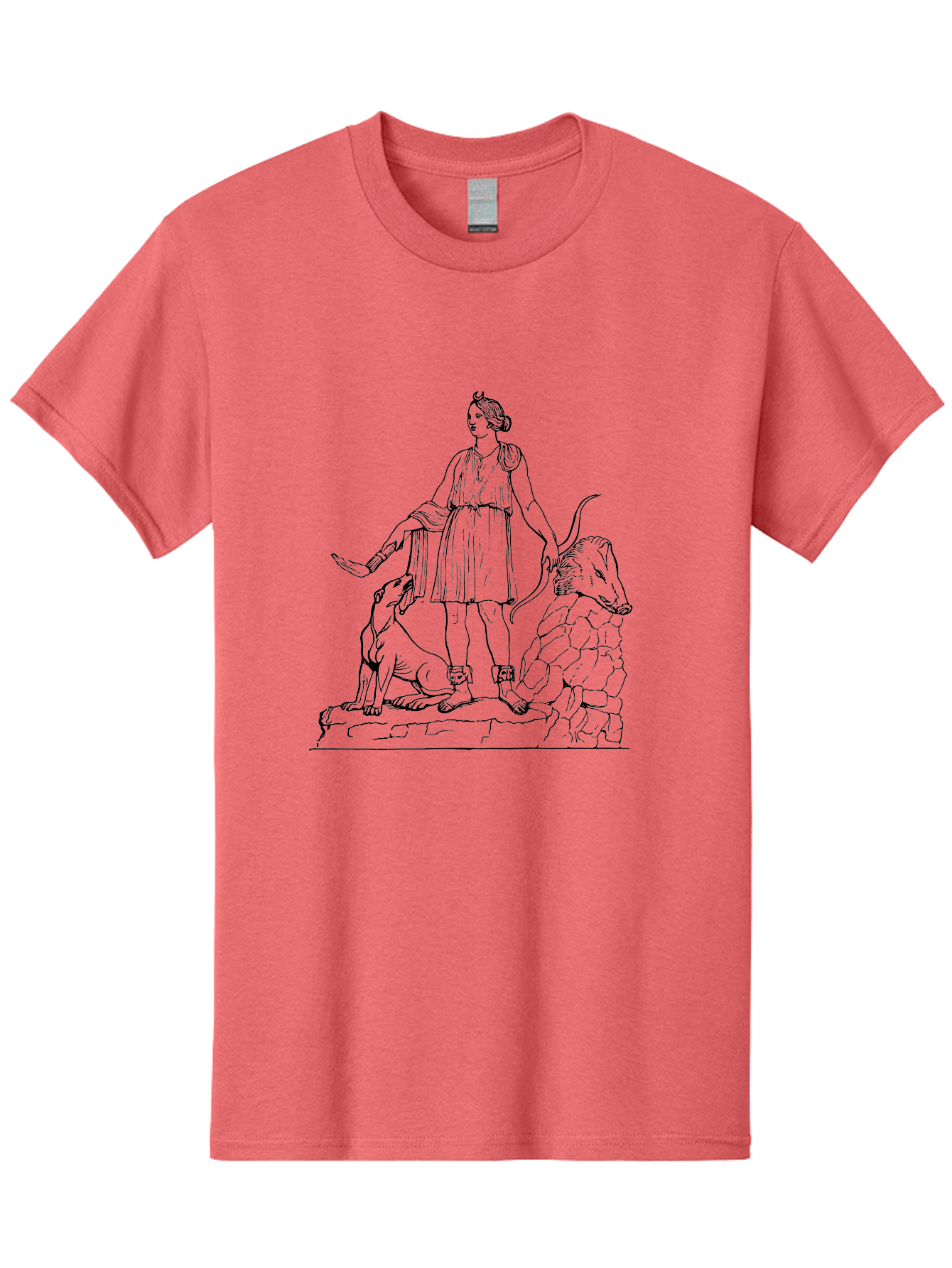 Shepherd-With-Dog-And-Sheep Men'S Graphic Tee, 100% Cotton, Comfortable Casual Summer Wear, Machine Washable, Shepherd With Dog And Sheep, Pastoral Scene, Idyllic Landscape, Rural Life, Ancient Greek Attire, Simple Line Art, Rustic Charm - Aaa561