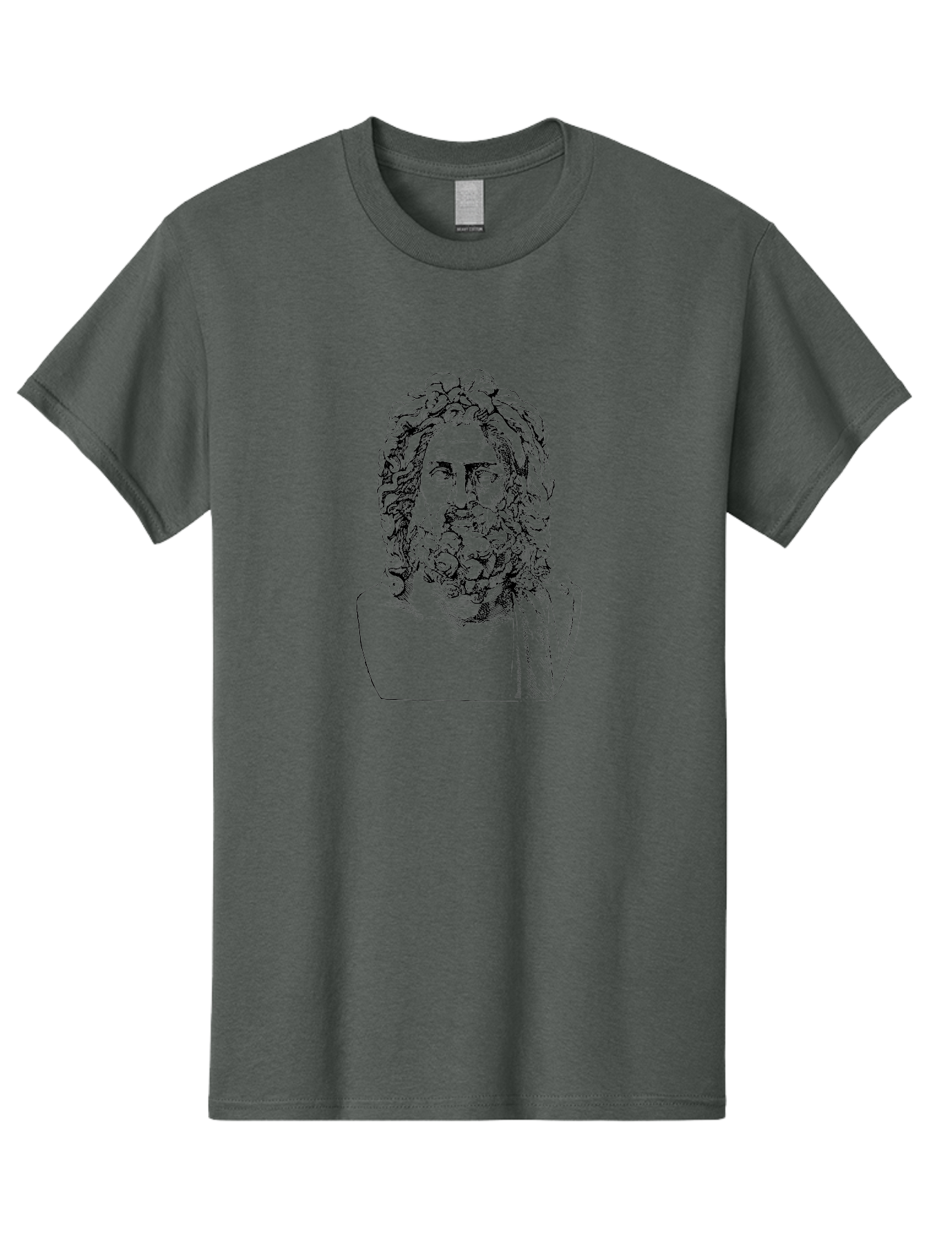 Socrates Men'S Graphic Tee, 100% Cotton, Comfortable Casual Summer Wear, Machine Washable, Classical Statue, Ancient Greek Poet, Beard And Long Hair, Detailed Bust, Artistic Representation, Historic Figure, Literary Icon, Neoclassical Art - Aaa563