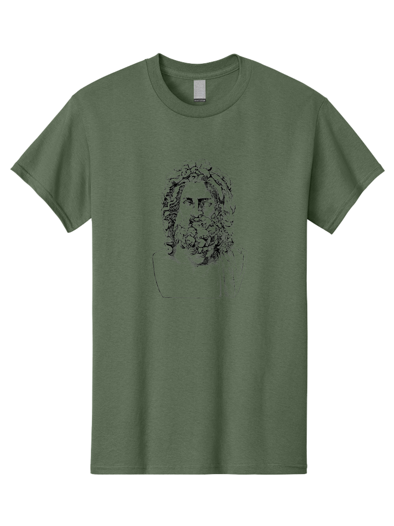 Socrates Men'S Graphic Tee, 100% Cotton, Comfortable Casual Summer Wear, Machine Washable, Classical Statue, Ancient Greek Poet, Beard And Long Hair, Detailed Bust, Artistic Representation, Historic Figure, Literary Icon, Neoclassical Art - Aaa563