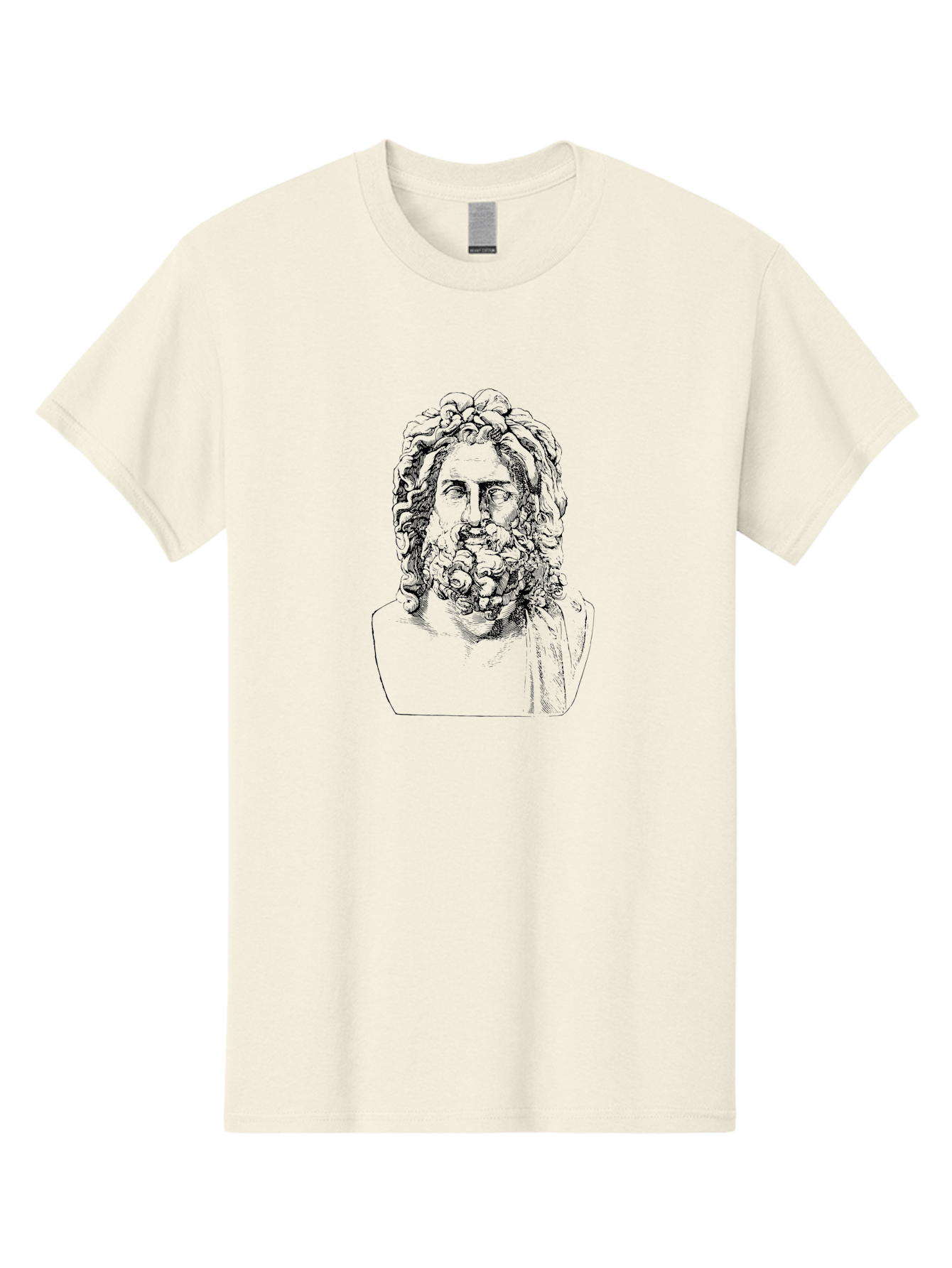 Socrates Men'S Graphic Tee, 100% Cotton, Comfortable Casual Summer Wear, Machine Washable, Classical Statue, Ancient Greek Poet, Beard And Long Hair, Detailed Bust, Artistic Representation, Historic Figure, Literary Icon, Neoclassical Art - Aaa563