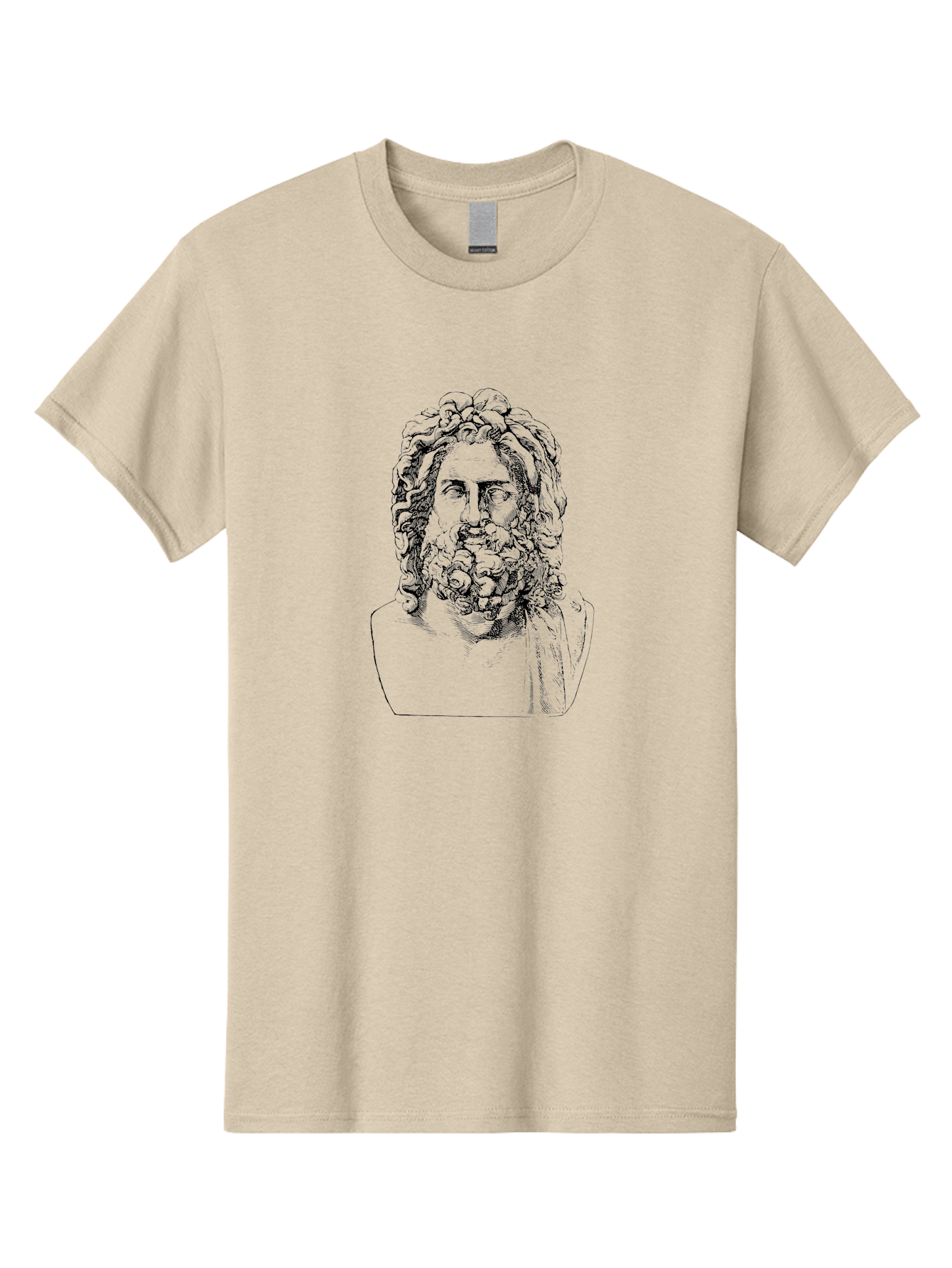 Socrates Men'S Graphic Tee, 100% Cotton, Comfortable Casual Summer Wear, Machine Washable, Classical Statue, Ancient Greek Poet, Beard And Long Hair, Detailed Bust, Artistic Representation, Historic Figure, Literary Icon, Neoclassical Art - Aaa563