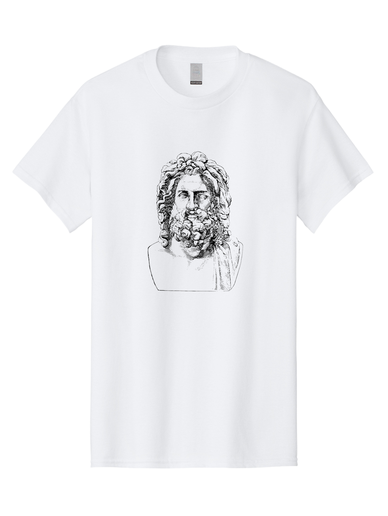 Socrates Men'S Graphic Tee, 100% Cotton, Comfortable Casual Summer Wear, Machine Washable, Classical Statue, Ancient Greek Poet, Beard And Long Hair, Detailed Bust, Artistic Representation, Historic Figure, Literary Icon, Neoclassical Art - Aaa563