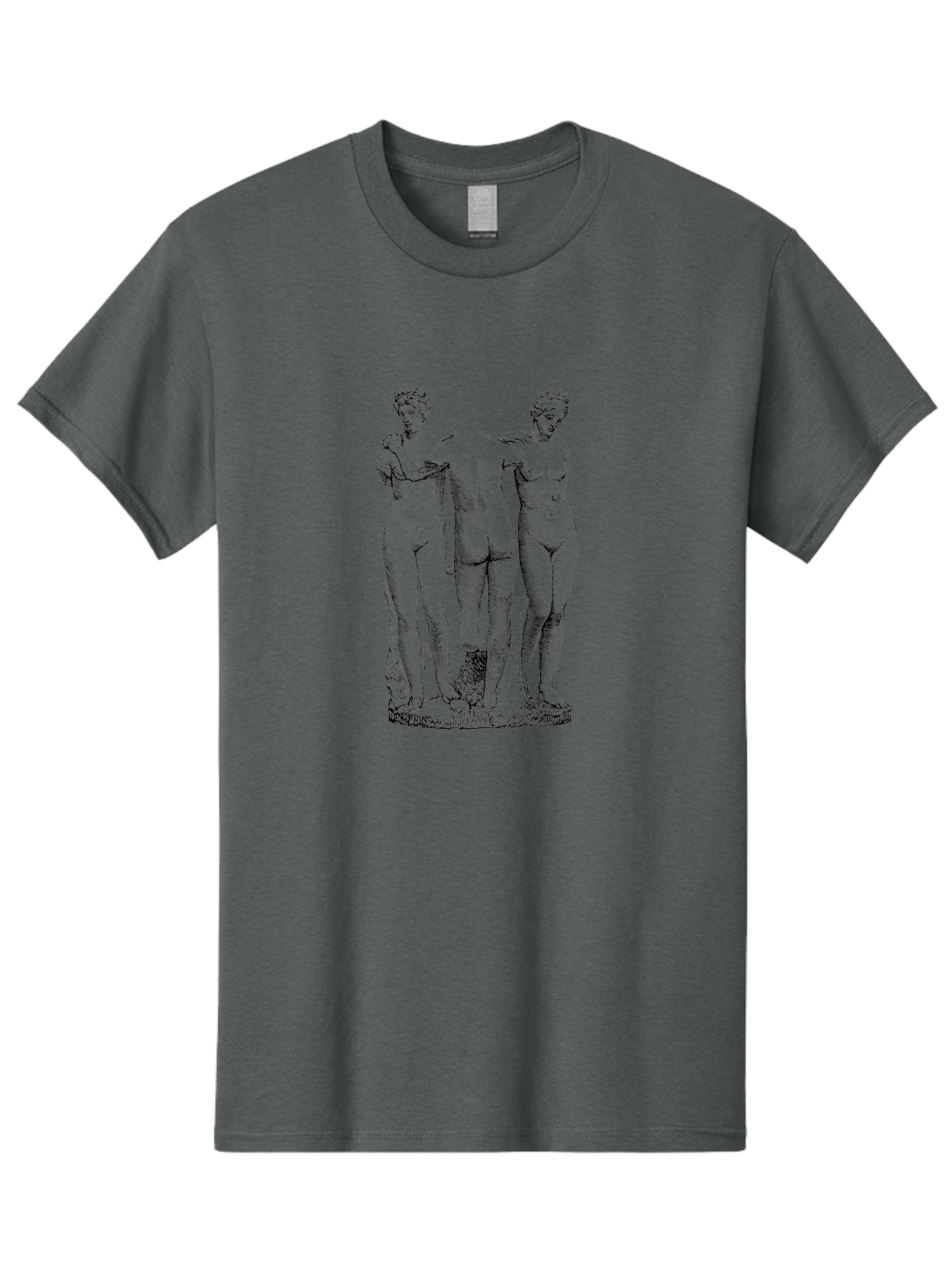 Three-Figures-Statue Men'S Graphic Tee, 100% Cotton, Comfortable Casual Summer Wear, Machine Washable, Nude Figures, Classical Art, Human Body, Sculpture, Greek Mythology, Sensuality, Elegance, Artistry, Figurative Art, Beauty, - Aaa567