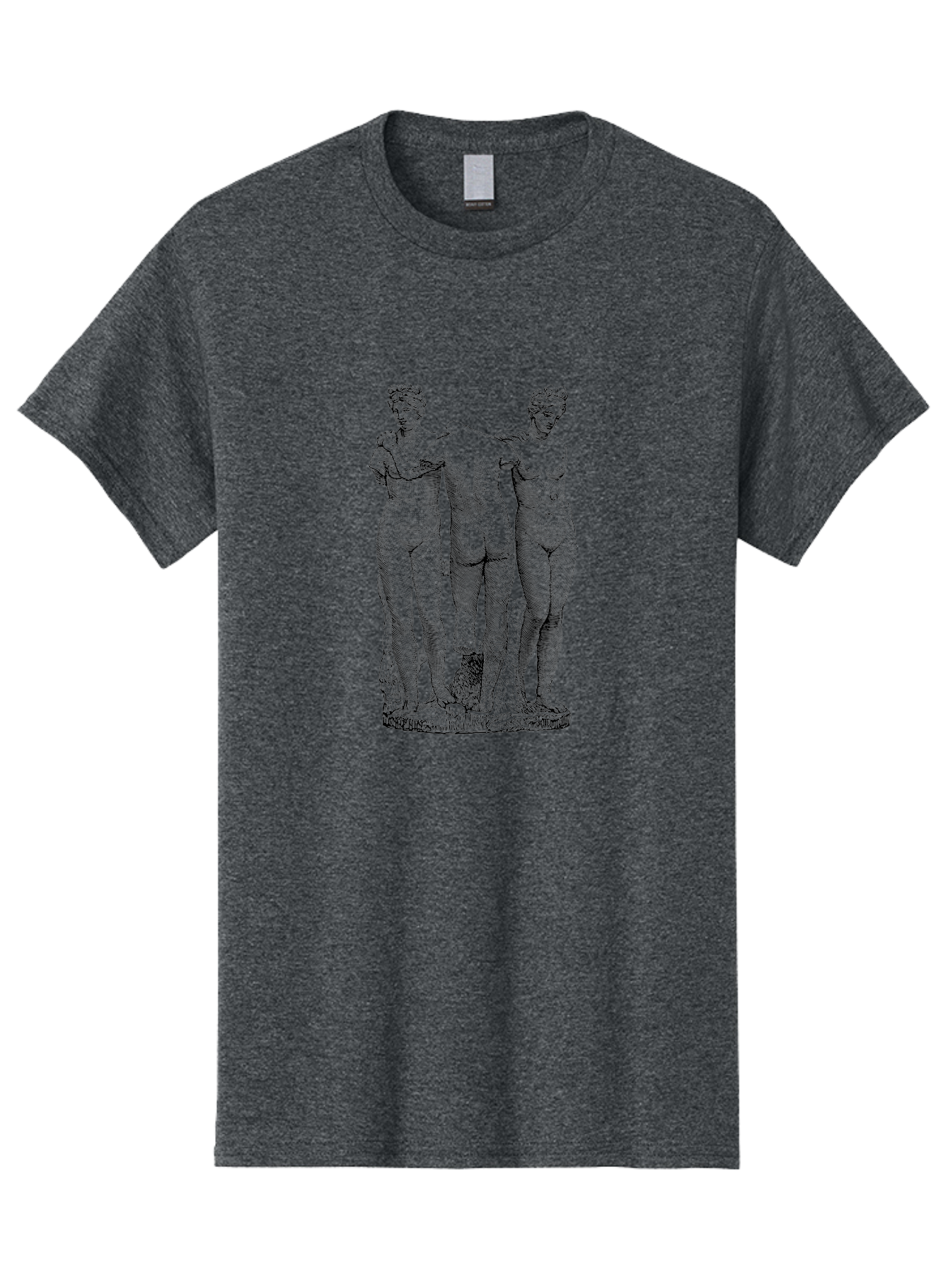 Three-Figures-Statue Men'S Graphic Tee, 100% Cotton, Comfortable Casual Summer Wear, Machine Washable, Nude Figures, Classical Art, Human Body, Sculpture, Greek Mythology, Sensuality, Elegance, Artistry, Figurative Art, Beauty, - Aaa567