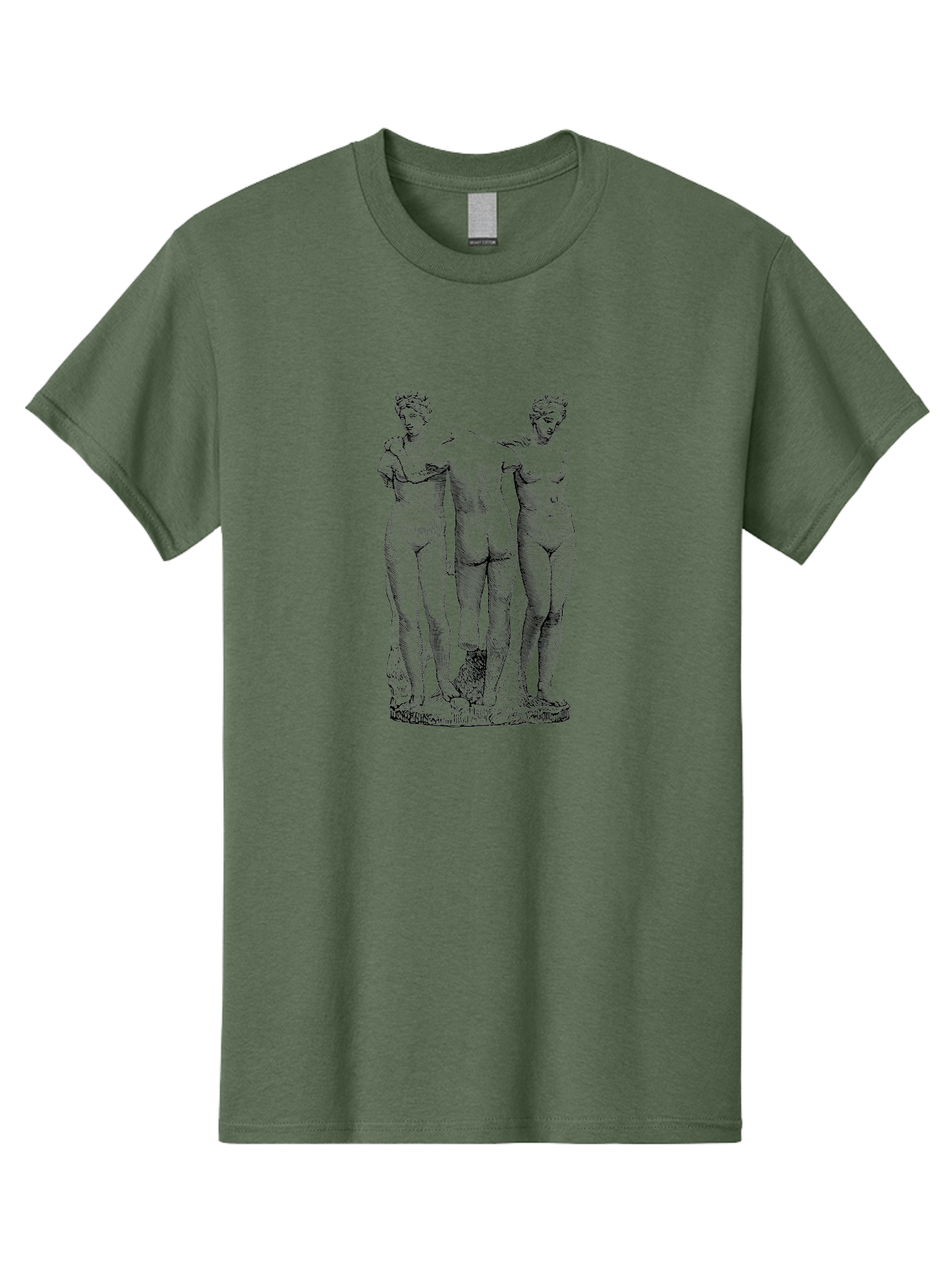 Three-Figures-Statue Men'S Graphic Tee, 100% Cotton, Comfortable Casual Summer Wear, Machine Washable, Nude Figures, Classical Art, Human Body, Sculpture, Greek Mythology, Sensuality, Elegance, Artistry, Figurative Art, Beauty, - Aaa567