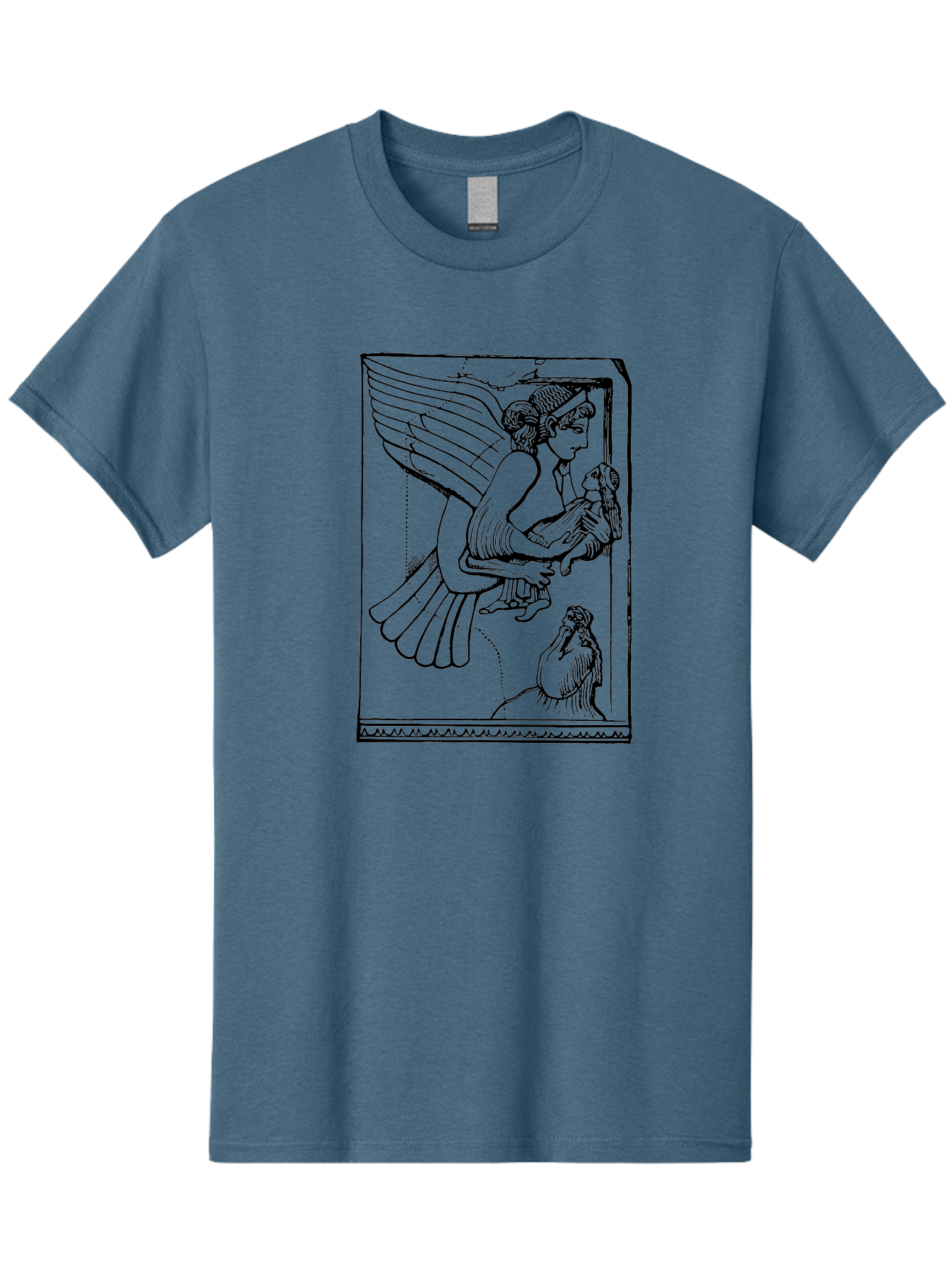 Winged-Goddess-With-Bird Men'S Graphic Tee, 100% Cotton, Comfortable Casual Summer Wear, Machine Washable, Winged Goddess Offering Dove, Ancient Greek Art, Mythological Figure, Dove Symbolism, Angelic Being, Classical Mythology, - Aaa571