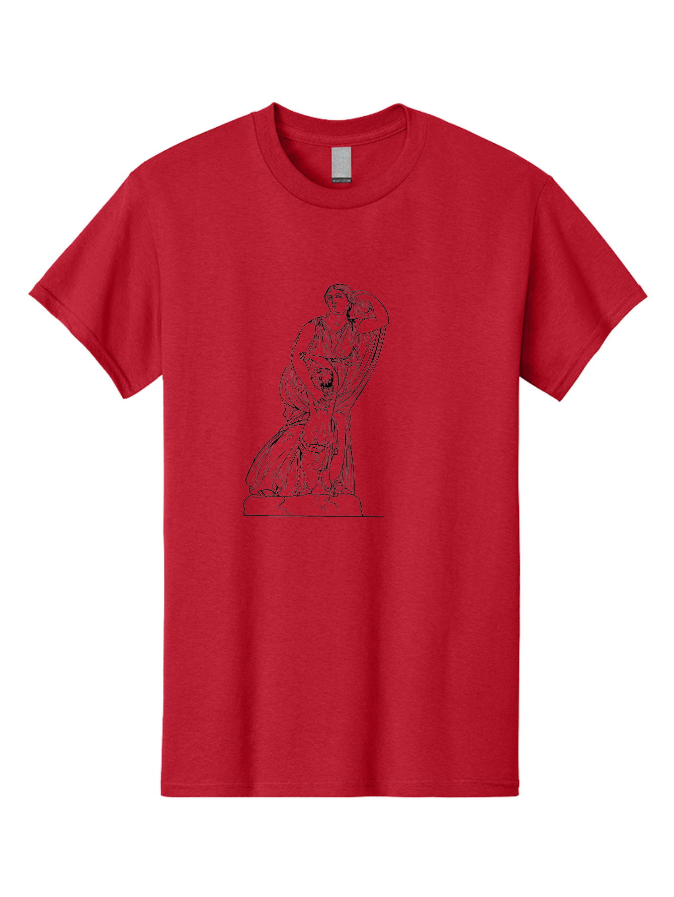 Woman-And-Child-Statue Men'S Graphic Tee, 100% Cotton, Comfortable Casual Summer Wear, Machine Washable, Statue Of A Woman, Classical Art, Greek Or Roman Sculpture, Mother And Child, Flowing Robes, Serene Expression, Iconic Artwork, - Aaa572