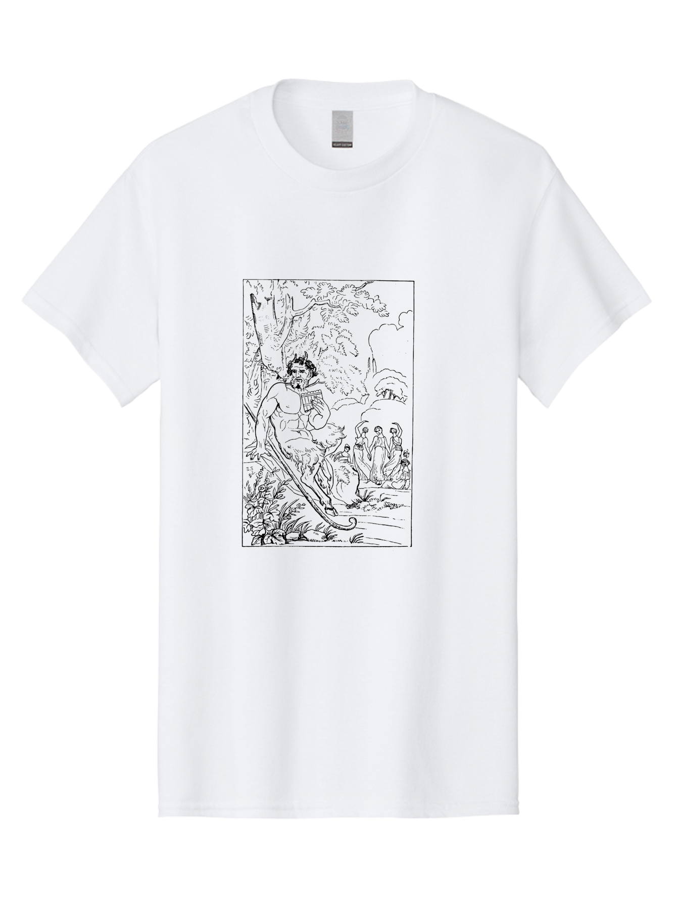 Woman-Hammock Men'S Graphic Tee, 100% Cotton, Comfortable Casual Summer Wear, Machine Washable, Satyrs In Forest, Mythological Creatures, Ancient Greek Mythology, Lush Foliage, Natural Scenery, Idyllic Setting, Folklore, Woodland Nymphs, - Aaa573