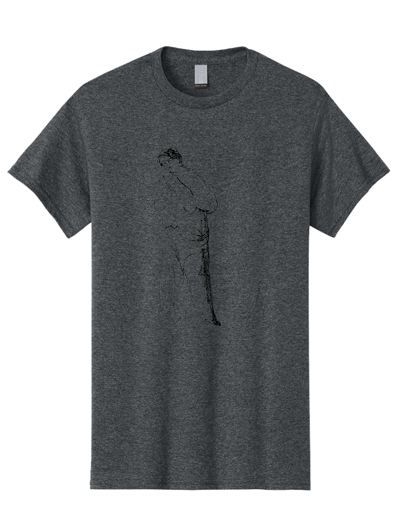 Woman-Playing-Lyre Men'S Graphic Tee, 100% Cotton, Comfortable Casual Summer Wear, Machine Washable, Classical Illustration, Ancient Greek Music, Female Musician, Lyre Player, Artistic Expression, Cultural Heritage, Historical Art, - Aaa574